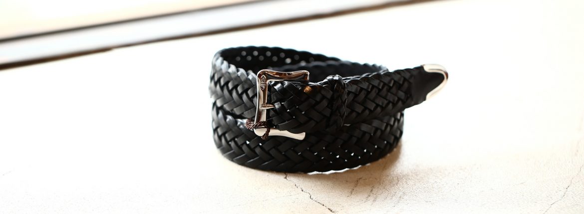 J&M DAVIDSON (ジェイアンドエムデヴィッドソン) ENVELOPE BUCKLE TIP END PLAITED BELT 30MM (エンベロープバックルチップエンドプレーテッドベルト 30mm) 57301 COWHIDE LEATHER (カウハイドレザー) プンターレ メッシュベルト BLACK (ブラック・999) Made in italy (イタリア製) 2017 秋冬新作 愛知 名古屋 ZODIAC ゾディアック jmdavidson ジェイエムデヴィッドソン ベルト メッシュ