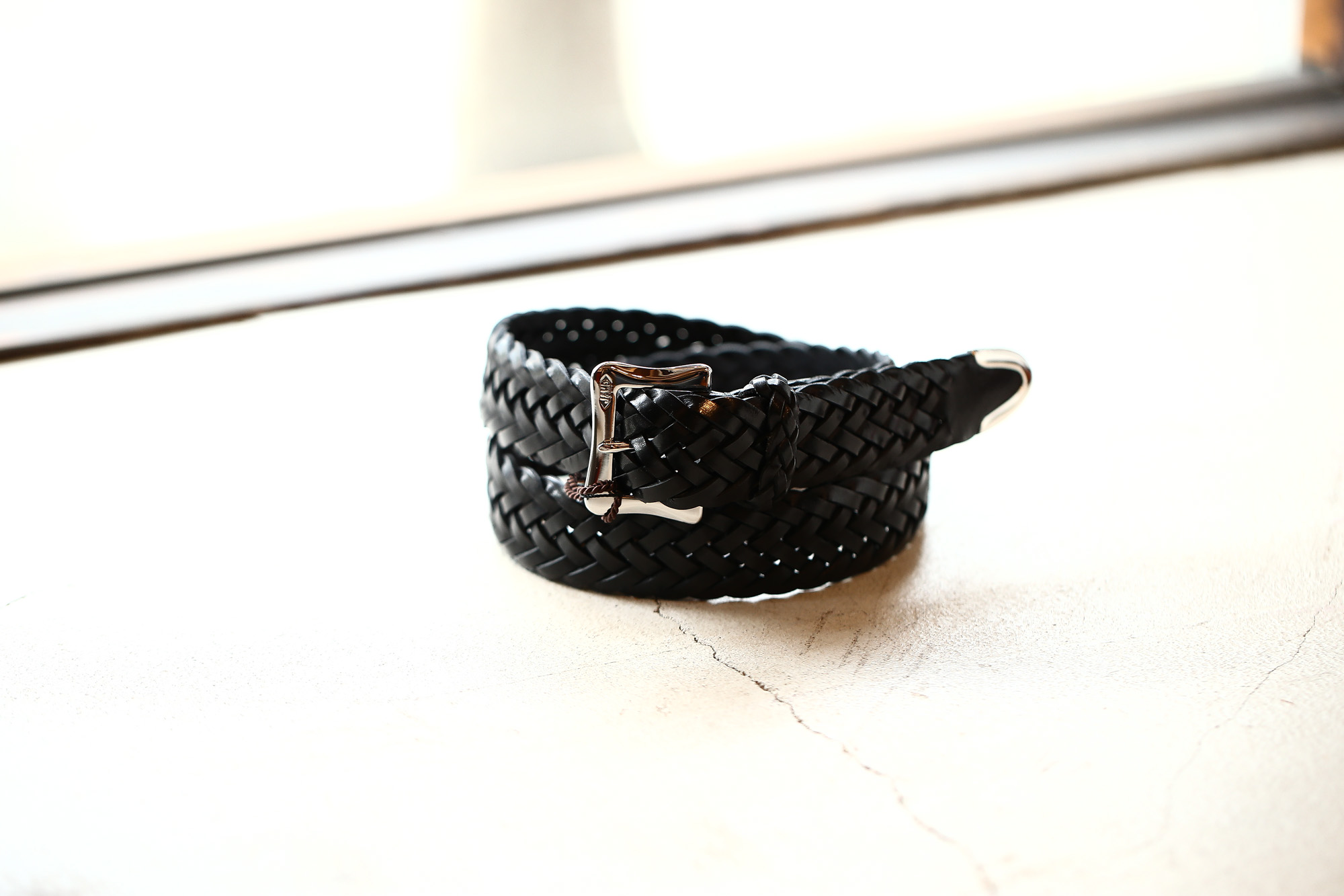 J&M DAVIDSON (ジェイアンドエムデヴィッドソン) ENVELOPE BUCKLE TIP END PLAITED BELT 30MM (エンベロープバックルチップエンドプレーテッドベルト 30mm)  57301 COWHIDE LEATHER (カウハイドレザー) プンターレ メッシュベルト BLACK (ブラック・999) Made in italy (イタリア製) 2017 秋冬新作 愛知 名古屋 Alto e Diritto アルト エ デリット jmdavidson ジェイエムデヴィッドソン ベルト メッシュ