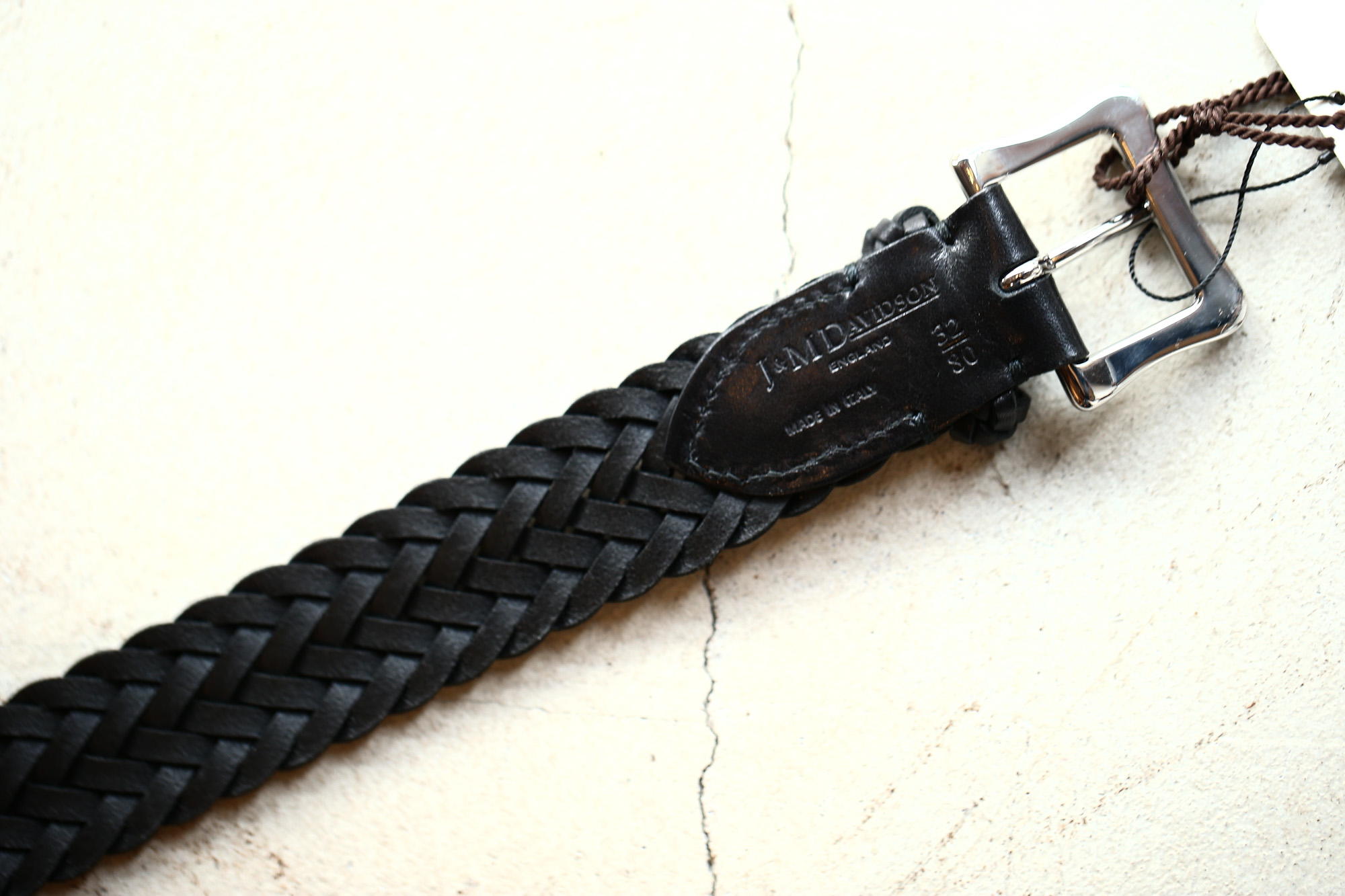 J&M DAVIDSON (ジェイアンドエムデヴィッドソン) ENVELOPE BUCKLE TIP END PLAITED BELT 30MM (エンベロープバックルチップエンドプレーテッドベルト 30mm)  57301 COWHIDE LEATHER (カウハイドレザー) プンターレ メッシュベルト BLACK (ブラック・999) Made in italy (イタリア製) 2017 秋冬新作 愛知 名古屋 Alto e Diritto アルト エ デリット jmdavidson ジェイエムデヴィッドソン ベルト メッシュ