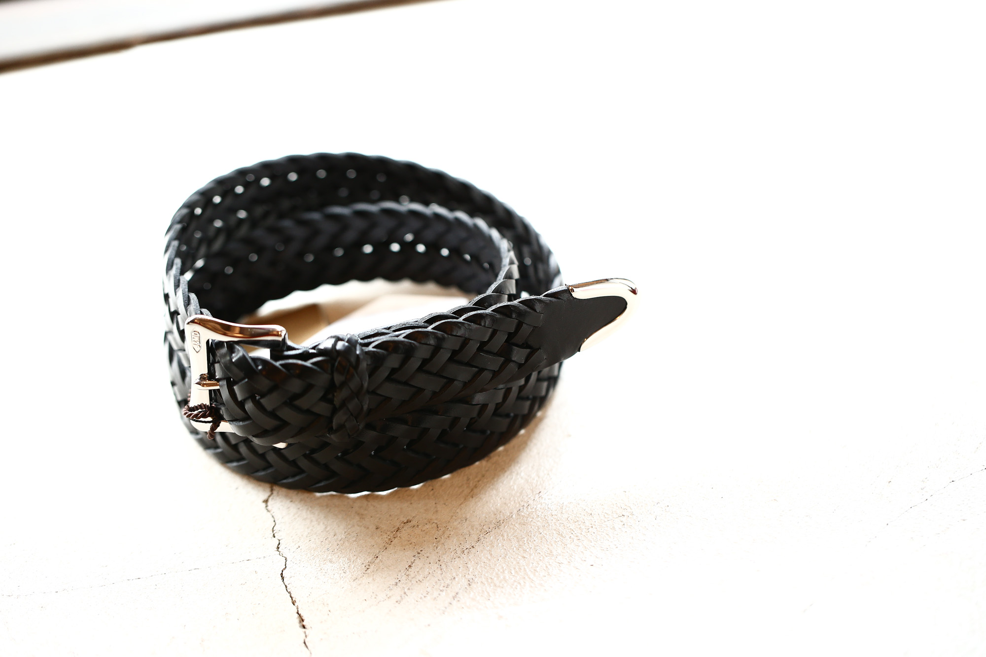 J&M DAVIDSON (ジェイアンドエムデヴィッドソン) ENVELOPE BUCKLE TIP END PLAITED BELT 30MM (エンベロープバックルチップエンドプレーテッドベルト 30mm)  57301 COWHIDE LEATHER (カウハイドレザー) プンターレ メッシュベルト BLACK (ブラック・999) Made in italy (イタリア製) 2017 秋冬新作 愛知 名古屋 Alto e Diritto アルト エ デリット jmdavidson ジェイエムデヴィッドソン ベルト メッシュ