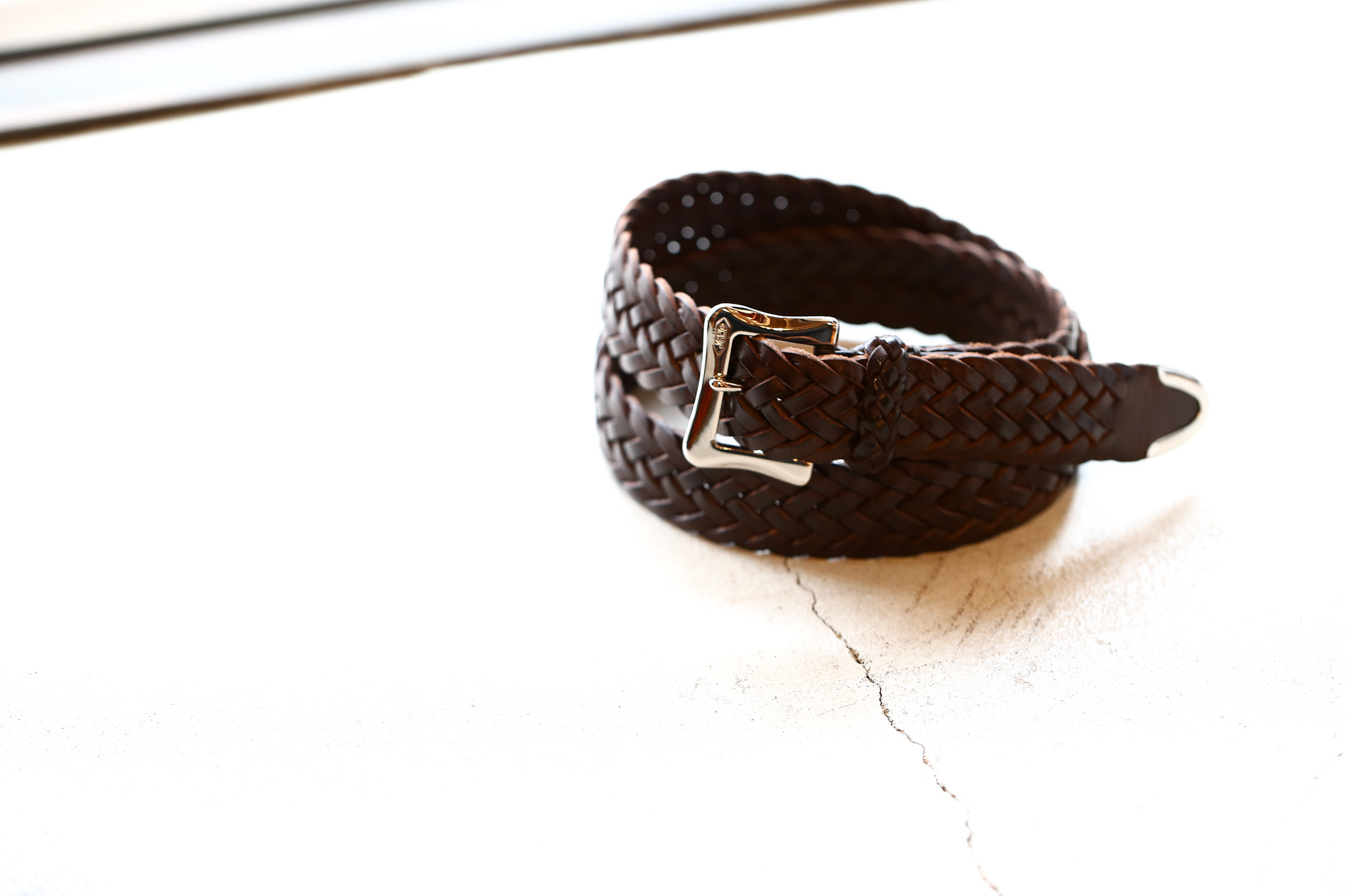 J&M DAVIDSON (ジェイアンドエムデヴィッドソン) ENVELOPE BUCKLE TIP END PLAITED BELT 30MM (エンベロープバックルチップエンドプレーテッドベルト 30mm) 57301 COWHIDE LEATHER (カウハイドレザー) プンターレ メッシュベルト HAVANA (ハバナ・650) Made in italy (イタリア製) 2017 秋冬新作 愛知 名古屋 Alto e Diritto アルト エ デリット jmdavidson ジェイエムデヴィッドソン ベルト メッシュ