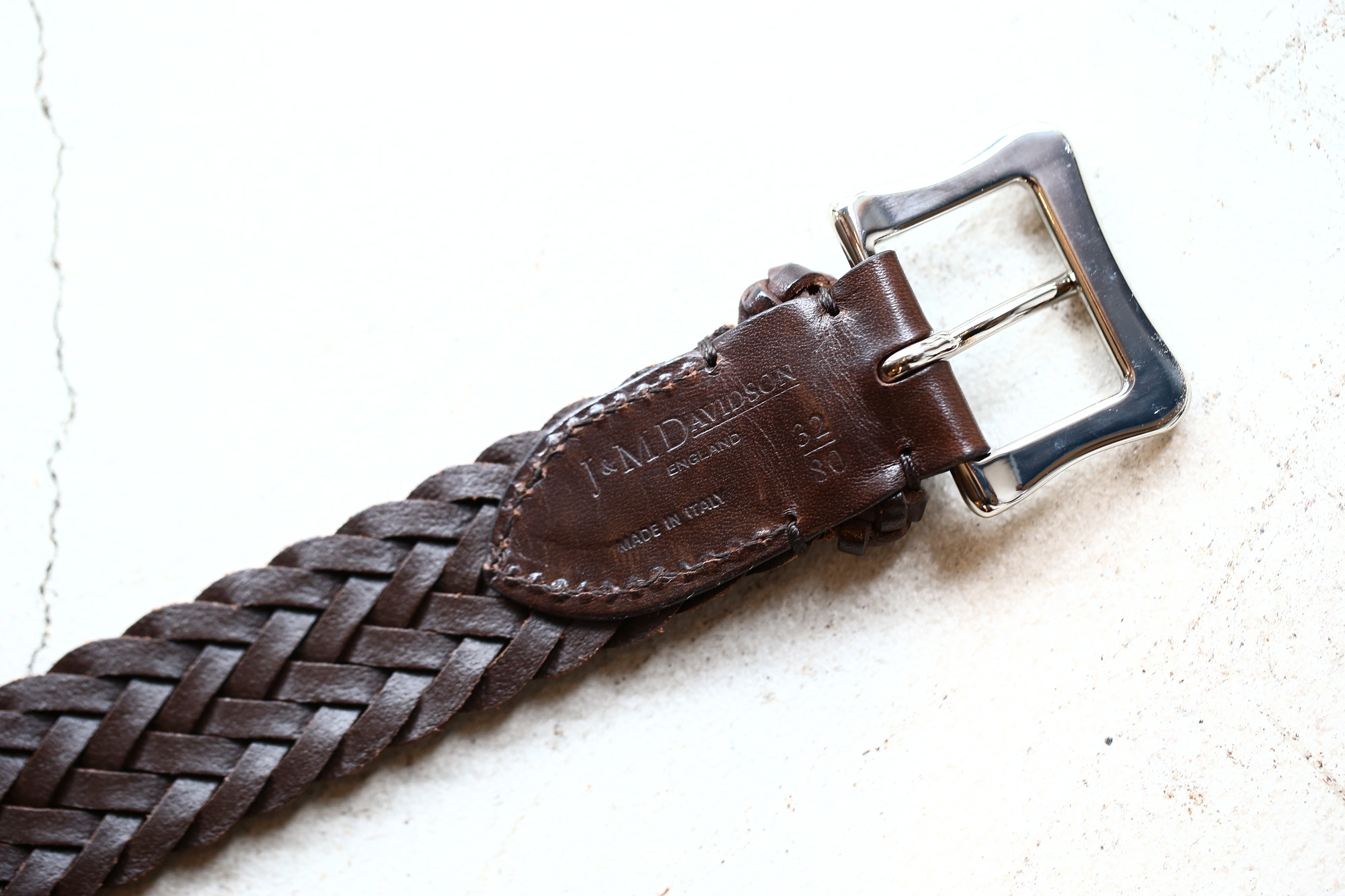 J&M DAVIDSON (ジェイアンドエムデヴィッドソン) ENVELOPE BUCKLE TIP END PLAITED BELT 30MM (エンベロープバックルチップエンドプレーテッドベルト 30mm) 57301 COWHIDE LEATHER (カウハイドレザー) プンターレ メッシュベルト HAVANA (ハバナ・650) Made in italy (イタリア製) 2017 秋冬新作 愛知 名古屋 Alto e Diritto アルト エ デリット jmdavidson ジェイエムデヴィッドソン ベルト メッシュ