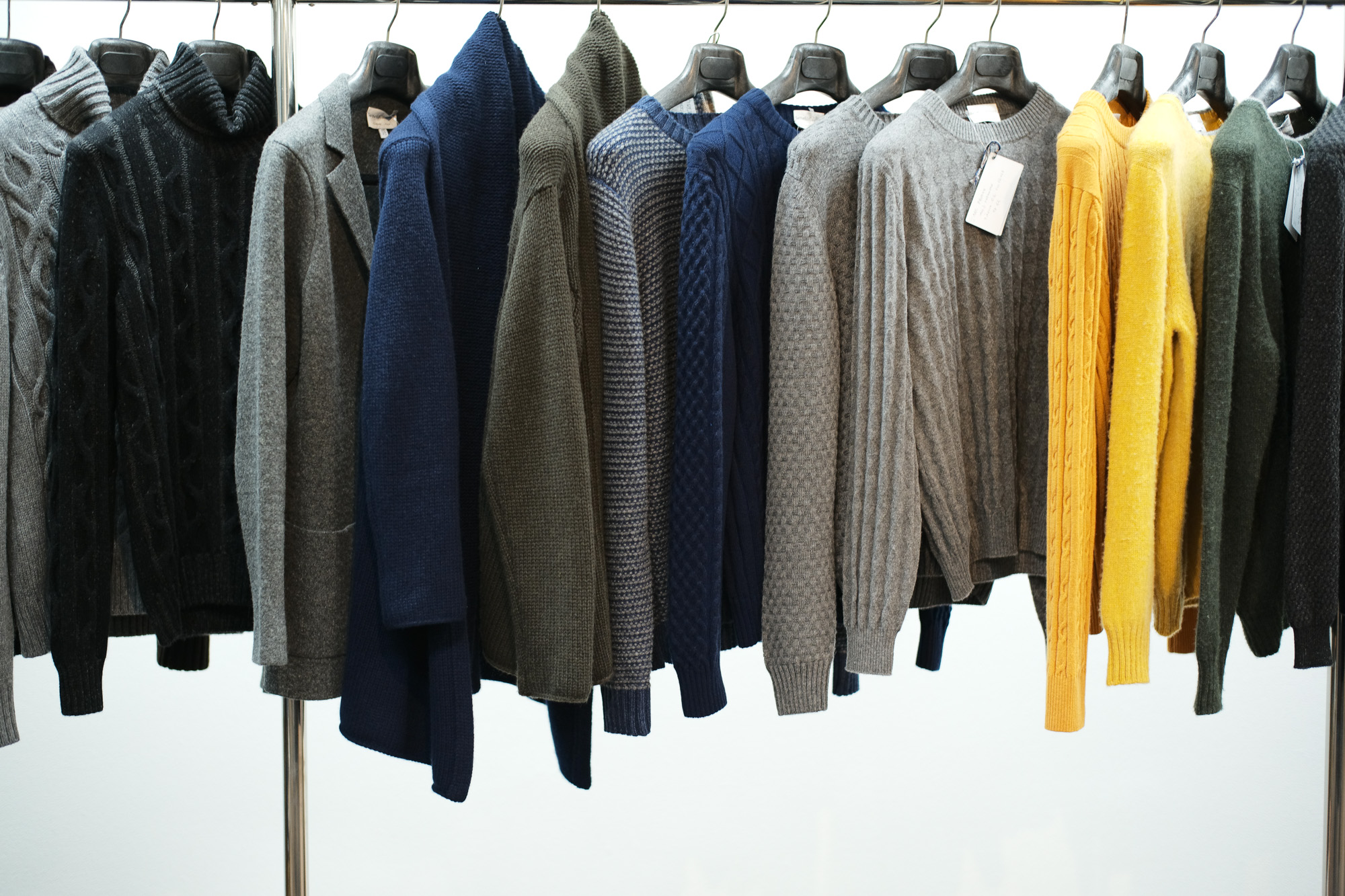 Settefili Cashmere / セッテフィーリ カシミア (2018 秋冬 プレ 展示会) セッテフィーリカシミア 愛知 名古屋 Alto e Diritto アルト エ デリット ニット カシミア ショールカラー カーディガン タートルネック ウルーネック Vネック イタリアカシミア100％ ローゲージ ケーブル編みニット