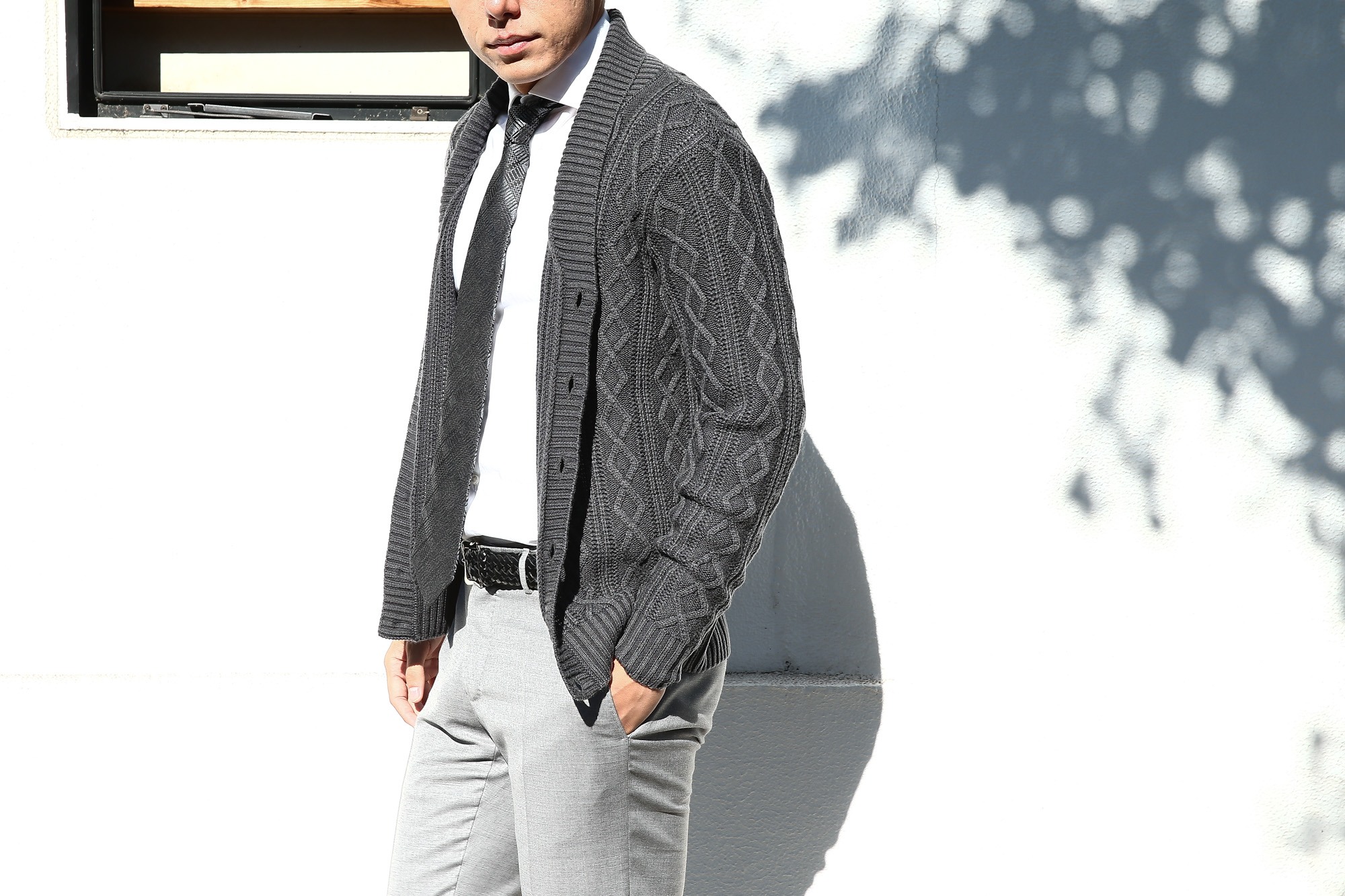 ZANONE (ザノーネ) Shawl Collar Cardigan (ショールカラーカーディガン) VIRGIN WOOL 100% ミドルゲージ ケーブル ニット カーディガン CHARCOAL (チャコール・Z0006) made in italy (イタリア製) 2017 秋冬新作 zanone ザノーネ 愛知 名古屋 Alto e Diritto アルト エ デリット ニット キョウト