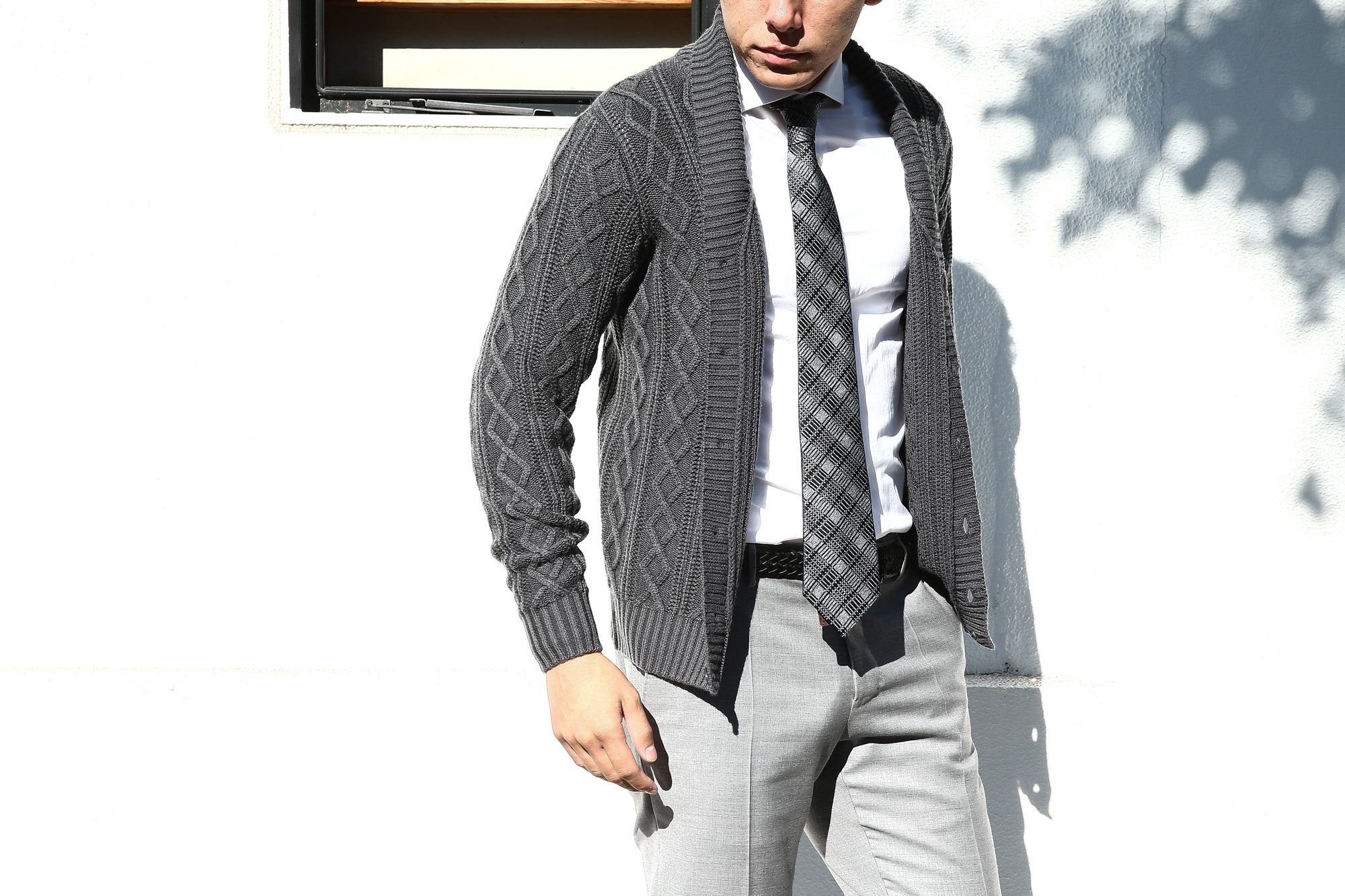 ZANONE (ザノーネ) Shawl Collar Cardigan (ショールカラーカーディガン) VIRGIN WOOL 100% ミドルゲージ ケーブル ニット カーディガン CHARCOAL (チャコール・Z0006) made in italy (イタリア製) 2017 秋冬新作 zanone ザノーネ 愛知 名古屋 Alto e Diritto アルト エ デリット ニット キョウト