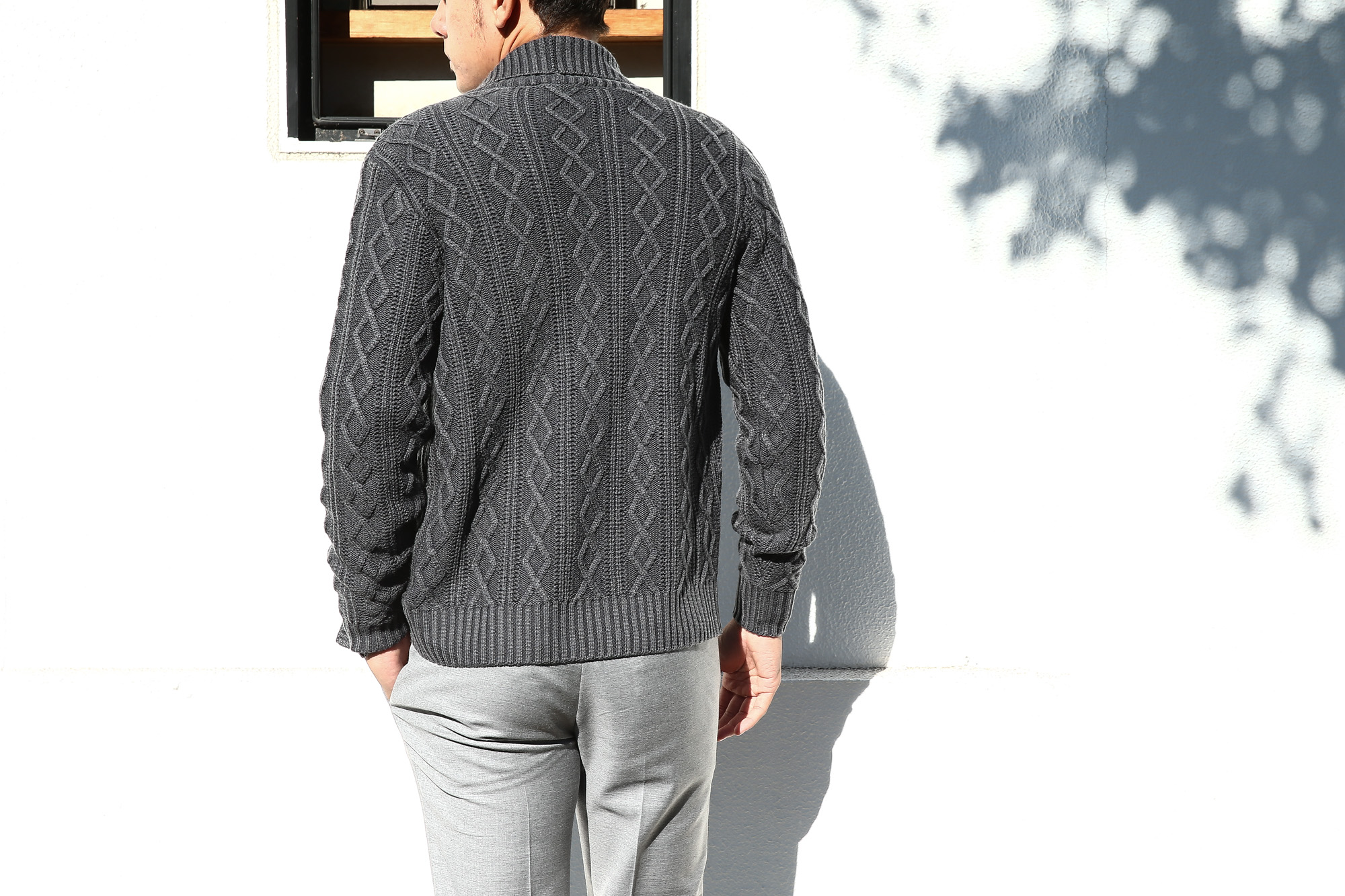 ZANONE (ザノーネ) Shawl Collar Cardigan (ショールカラーカーディガン) VIRGIN WOOL 100% ミドルゲージ ケーブル ニット カーディガン CHARCOAL (チャコール・Z0006) made in italy (イタリア製) 2017 秋冬新作 zanone ザノーネ 愛知 名古屋 Alto e Diritto アルト エ デリット ニット キョウト