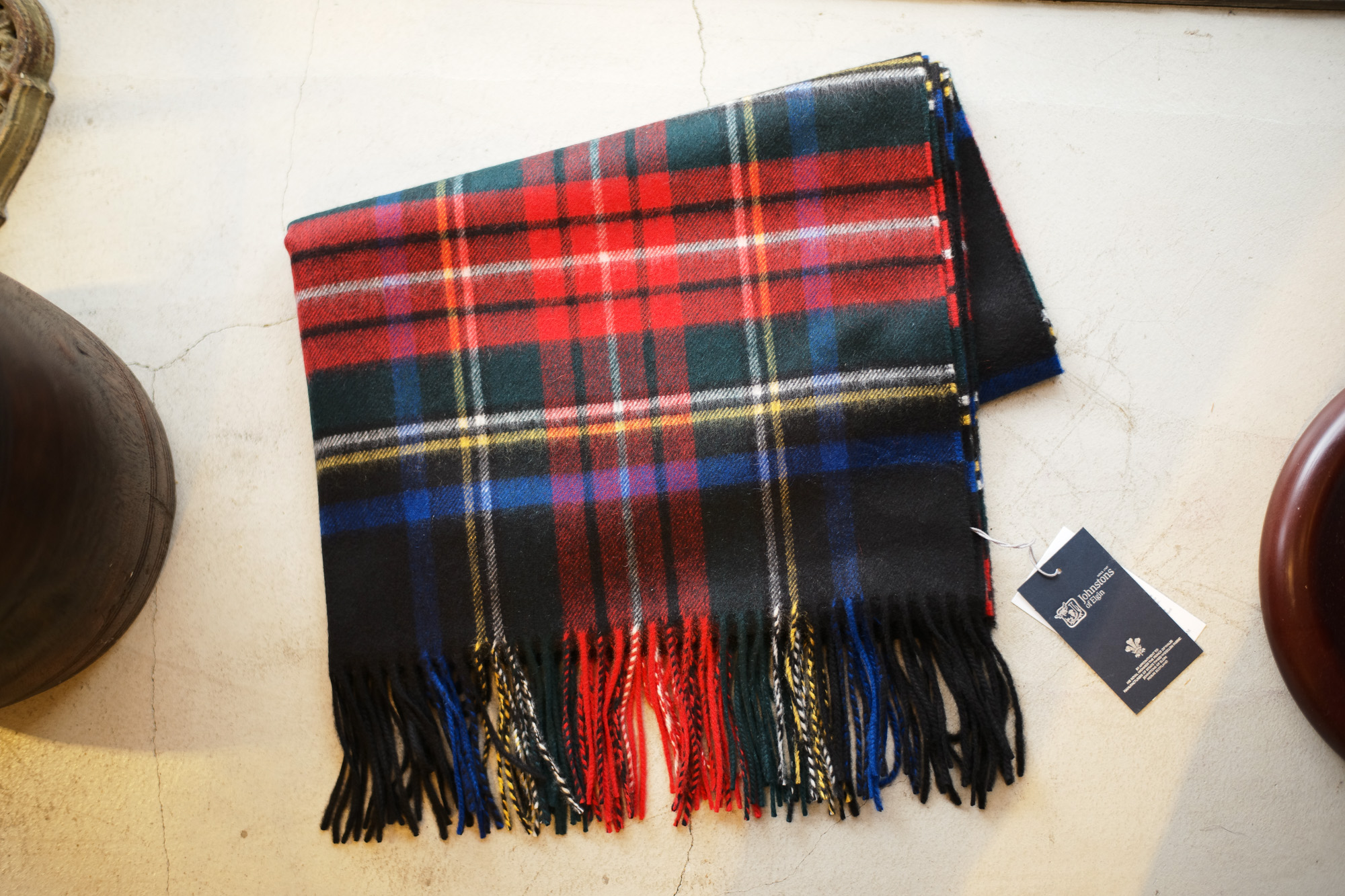 Johnstons (ジョンストンズ) WA56 STOLE Cashmere 100% カシミア 大判 ストール BLACK STEWART (ブラックスチュワート・KU0324) Made in Scotland (スコットランド製) 2017 秋冬新作 johnstons 愛知 名古屋 Alto e Diritto アルト エ デリット