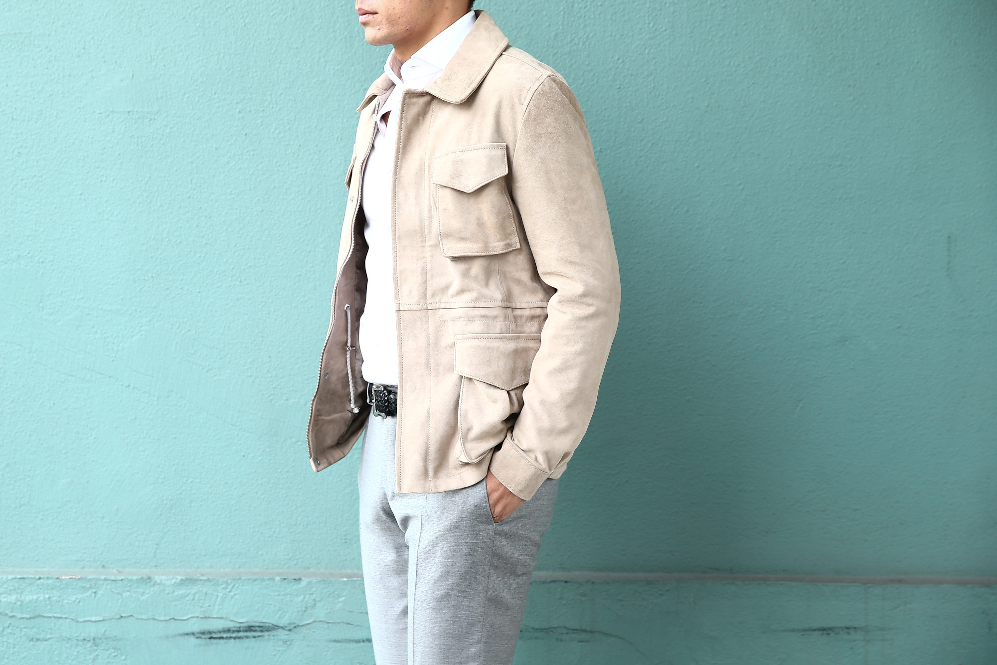 【Radice // ラディーチェ】 M-65 Suede Leather Jacket スエードラムナッパレザー ミリタリージャケット GRIGIO (ベージュ) MADE IN ITALY (イタリア製) 2017 秋冬新作 radice ラディーチェ 愛知 名古屋 Alto e Diritto アルト エ デリット