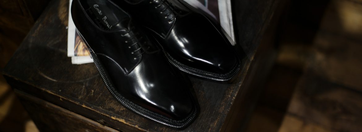 【ENZO BONAFE / エンツォボナフェ】 【3720】Plane Toe Dress Shoes プレーントゥー Horween Shell Cordovan leather ホーウィンシェル コードバンレザー コードヴァンドレスシューズ NERO(ブラック) made in italy (イタリア製)のイメージ