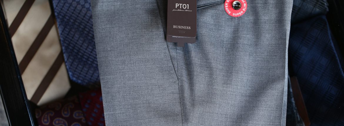 PT01 (ピーティーゼロウーノ) BUSINESS SUPER SLIM FIT (スーパースリムフィット) ストレッチ トロピカル サマーウール スラックス MEDIUM GRAY (ミディアムグレー・0240) 2018 春夏新作 pt01 ピーティー 愛知 名古屋 ZODIAC ゾディアック