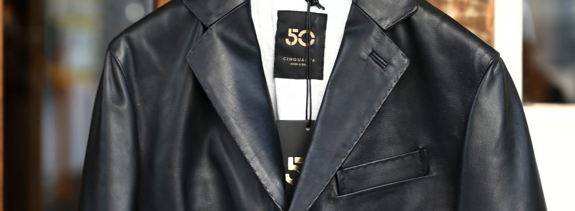 CINQUANTA (チンクアンタ) H613 SINGLE TAILORED JACKET CAVALLO (シングル テーラード ジャケット) ホースレザー ジャケット BLACK (ブラック・999) Made in italy (イタリア製) 2018 春夏新作 cinquanta チンクアンタ レザージャケット ジャケット 愛知 名古屋 ZODIAC ゾディアック