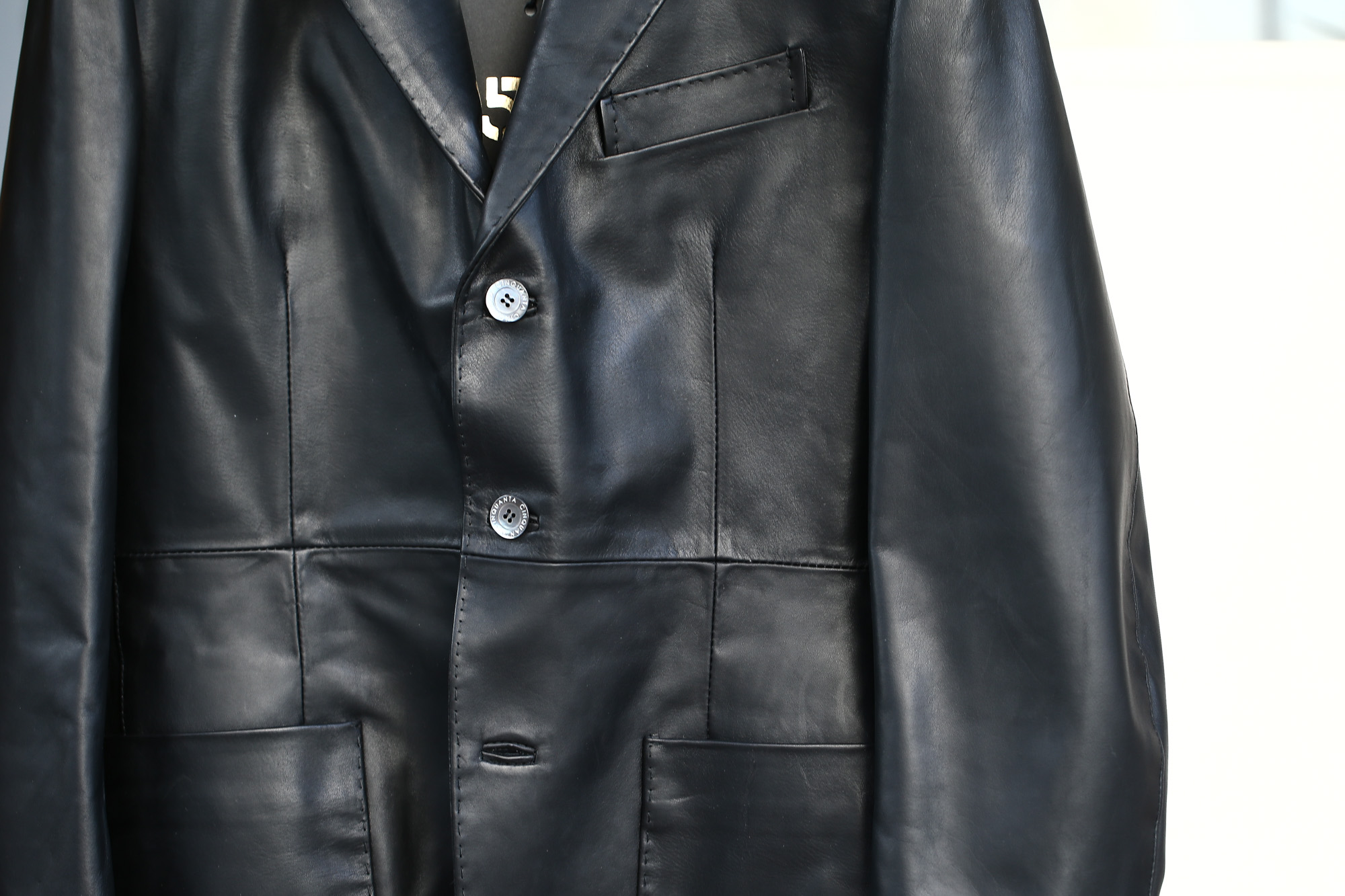 CINQUANTA (チンクアンタ) H613 SINGLE TAILORED JACKET CAVALLO (シングル テーラード ジャケット) ホースレザー ジャケット BLACK (ブラック・999) Made in italy (イタリア製) 2018 春夏新作 cinquanta チンクアンタ レザージャケット ジャケット 愛知 名古屋 Alto e Diritto アルト エ デリット