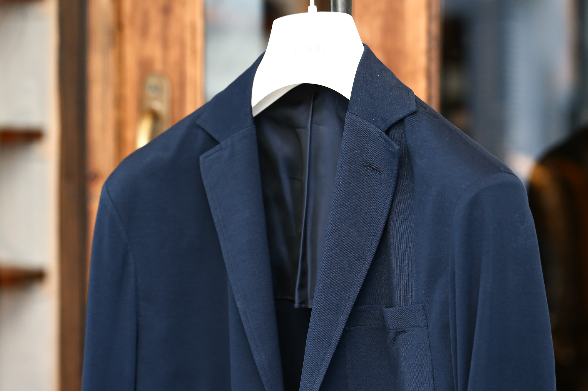 Cruciani (クルチアーニ) Cotton Jersey Jacket (コットンジャージージャケット) Micro Smooth Cotton マイクロスムースコットン ニット ジャケット NAVY (ネイビー・10973) made in italy (イタリア製)　2018 春夏新作　愛知 名古屋 Alto e Diritto アルト エ デリット cruciani クルチアーニ  44,46,48,50,52,54