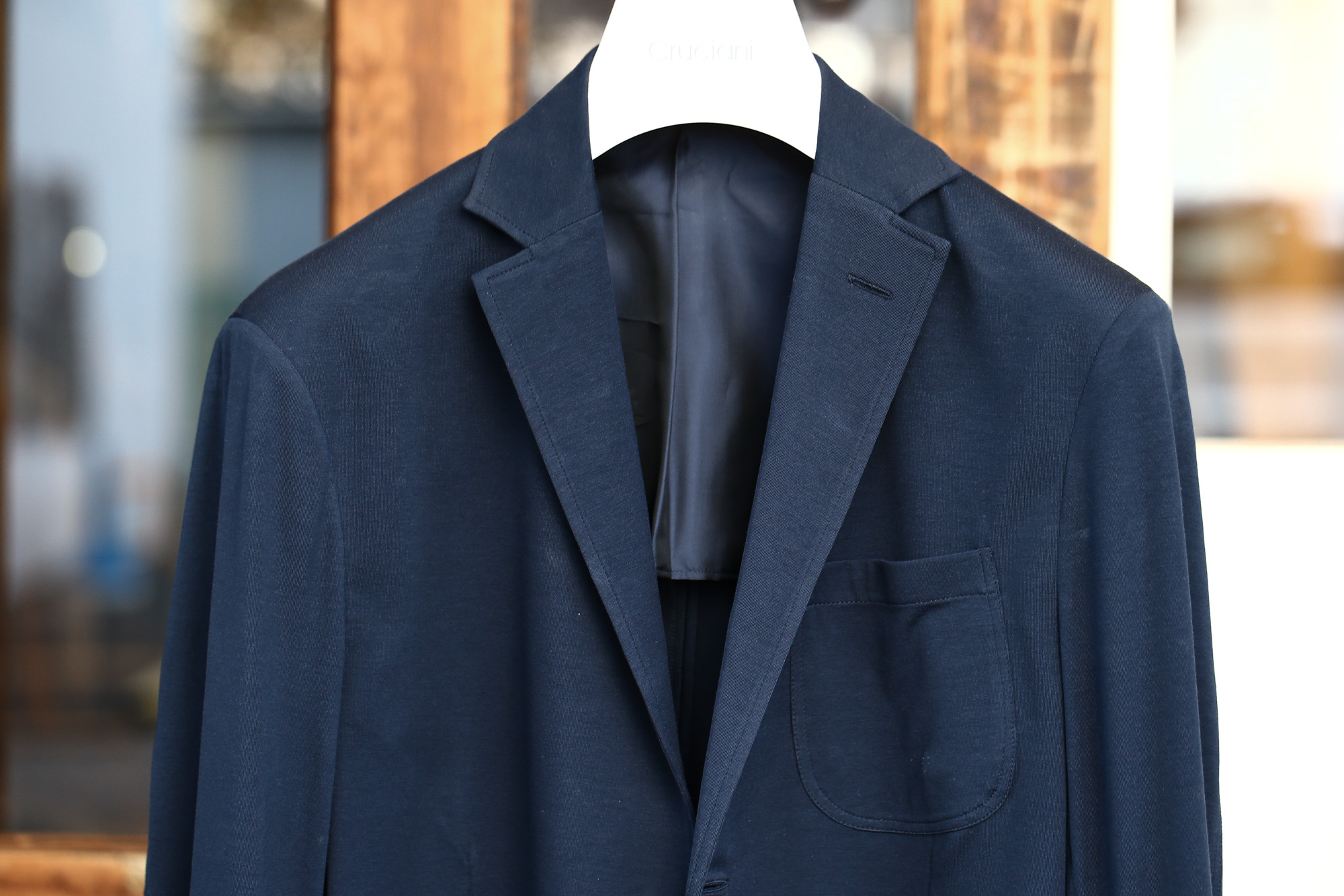 Cruciani (クルチアーニ) Cotton Jersey Jacket (コットンジャージージャケット) Micro Smooth Cotton マイクロスムースコットン ニット ジャケット NAVY (ネイビー・10973) made in italy (イタリア製)　2018 春夏新作　愛知 名古屋 Alto e Diritto アルト エ デリット cruciani クルチアーニ  44,46,48,50,52,54