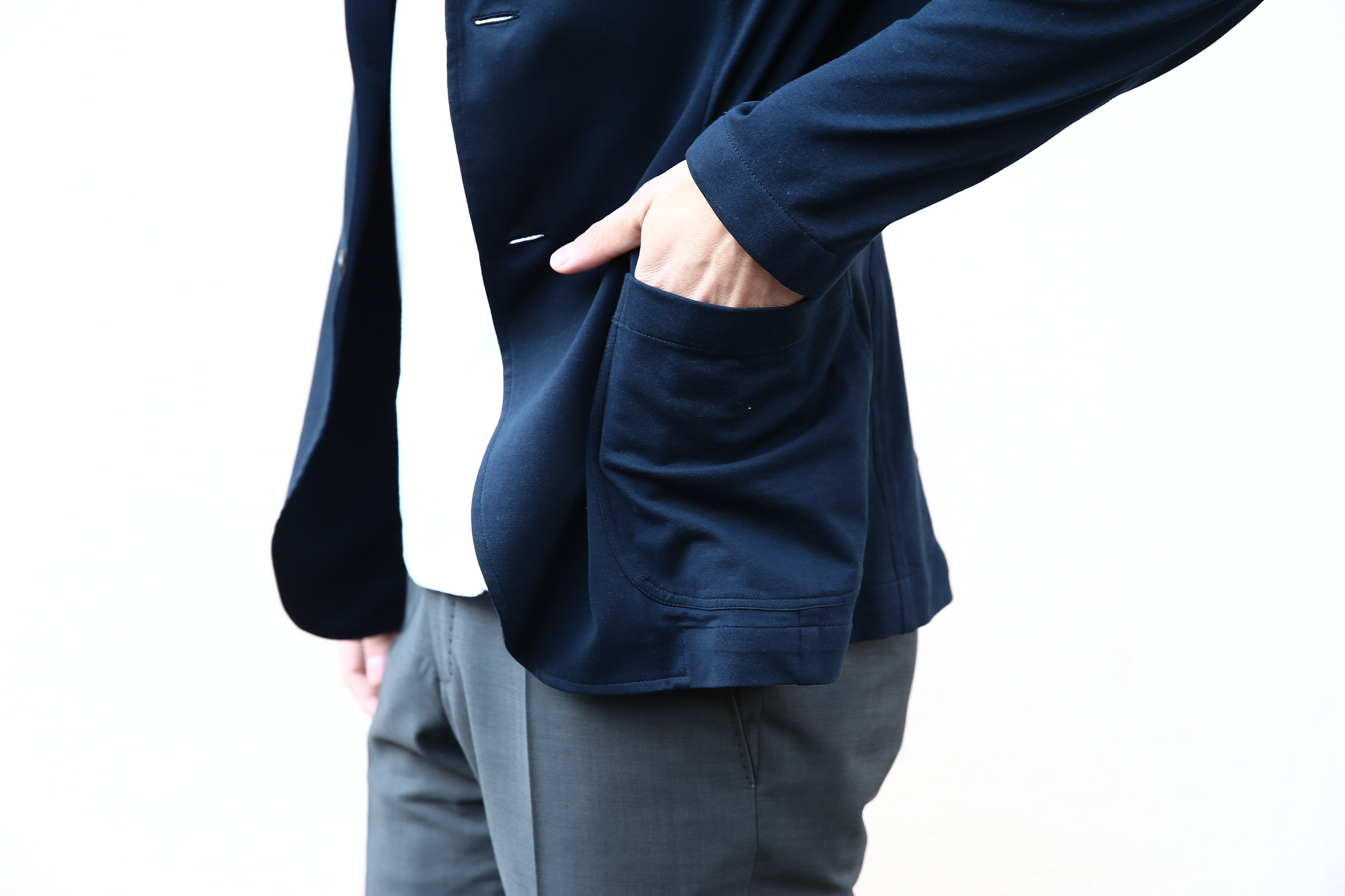 【Cruciani / クルチアーニ】 Cotton Jersey Jacket (コットンジャージージャケット) Micro Smooth Cotton マイクロスムースコットン ニット ジャケット NAVY (ネイビー・10973) made in italy (イタリア製)　2018 春夏新作 愛知 名古屋 Alto e Diritto アルト エ デリット cruciani クルチアーニ  44,46,48,50,52,54