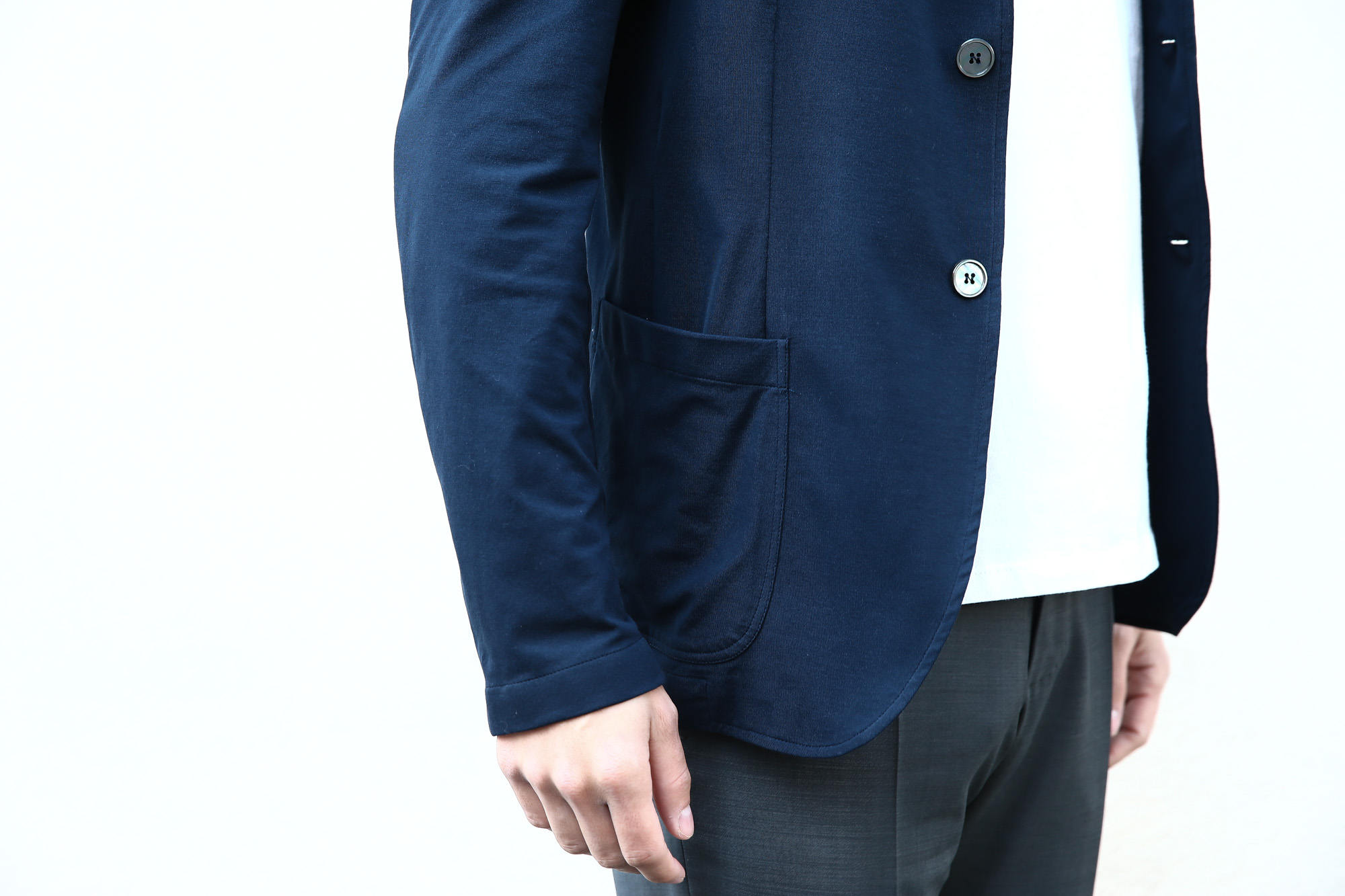 【Cruciani / クルチアーニ】 Cotton Jersey Jacket (コットンジャージージャケット) Micro Smooth Cotton マイクロスムースコットン ニット ジャケット NAVY (ネイビー・10973) made in italy (イタリア製)　2018 春夏新作 愛知 名古屋 Alto e Diritto アルト エ デリット cruciani クルチアーニ  44,46,48,50,52,54