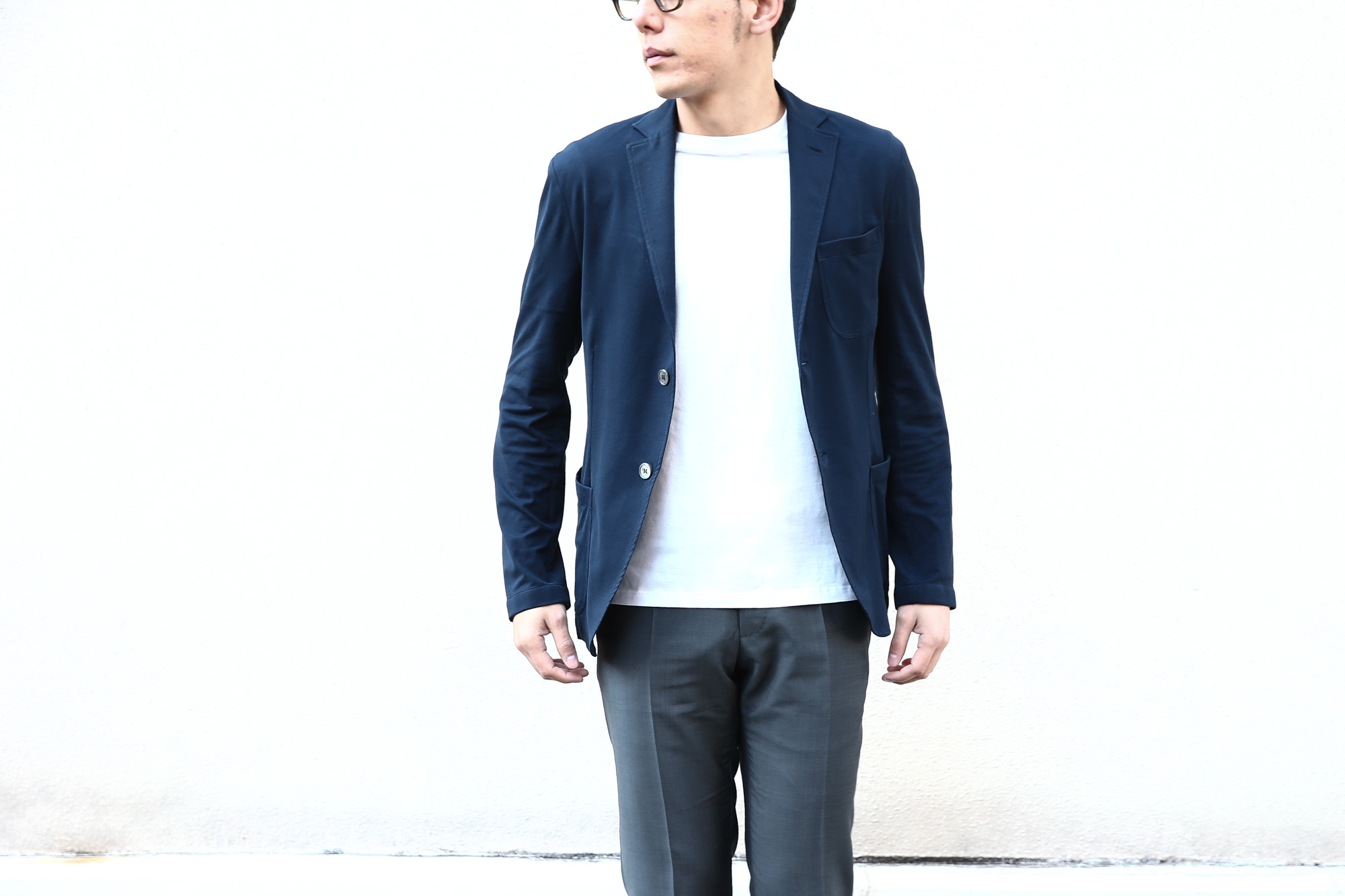 【Cruciani / クルチアーニ】 Cotton Jersey Jacket (コットンジャージージャケット) Micro Smooth Cotton マイクロスムースコットン ニット ジャケット NAVY (ネイビー・10973) made in italy (イタリア製)　2018 春夏新作 愛知 名古屋 Alto e Diritto アルト エ デリット cruciani クルチアーニ  44,46,48,50,52,54