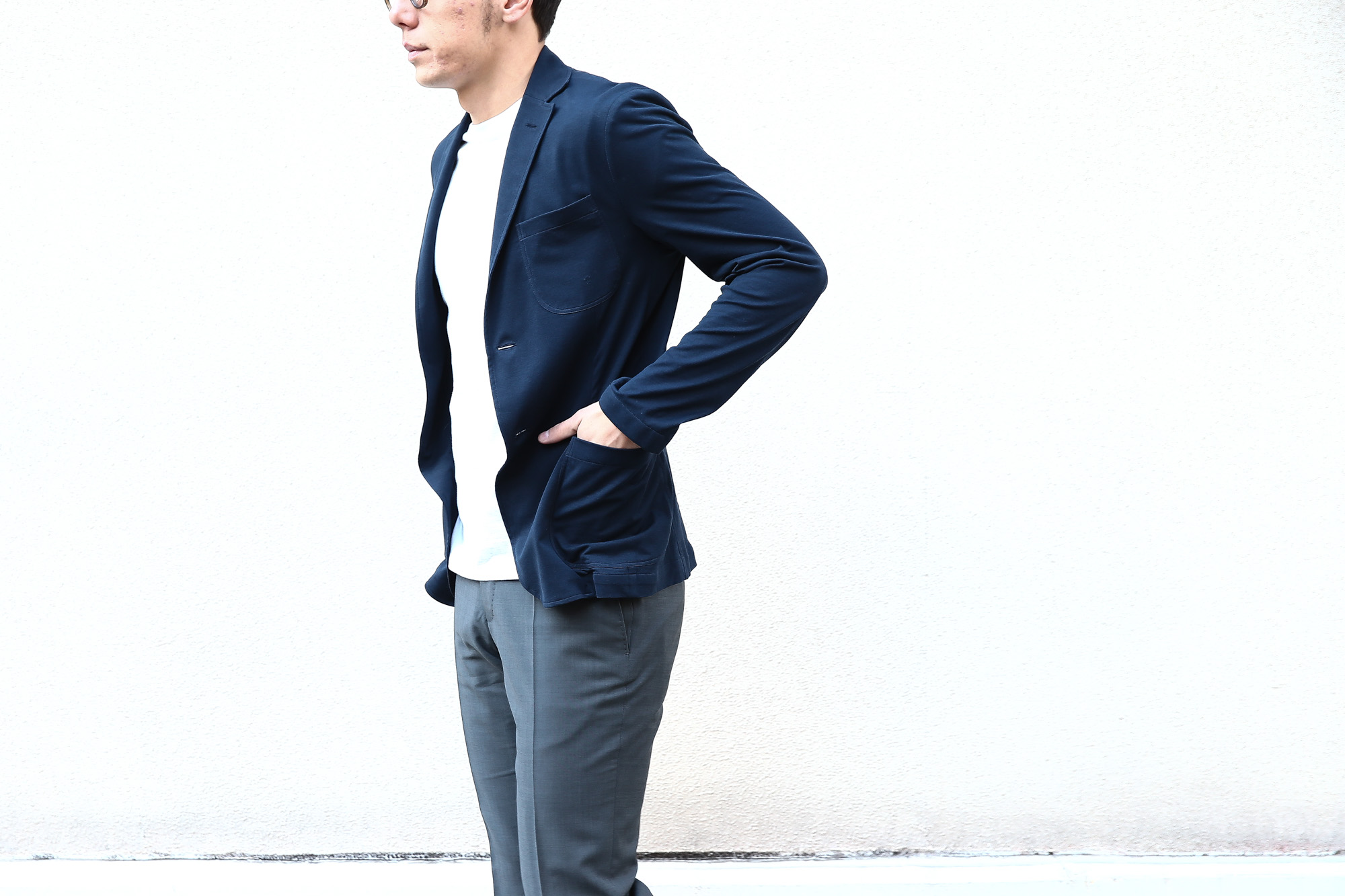 【Cruciani / クルチアーニ】 Cotton Jersey Jacket (コットンジャージージャケット) Micro Smooth Cotton マイクロスムースコットン ニット ジャケット NAVY (ネイビー・10973) made in italy (イタリア製)　2018 春夏新作 愛知 名古屋 Alto e Diritto アルト エ デリット cruciani クルチアーニ  44,46,48,50,52,54