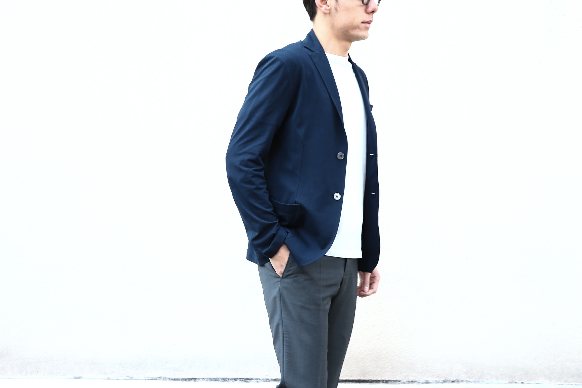 【Cruciani / クルチアーニ】 Cotton Jersey Jacket (コットンジャージージャケット) Micro Smooth Cotton マイクロスムースコットン ニット ジャケット NAVY (ネイビー・10973) made in italy (イタリア製)　2018 春夏新作 愛知 名古屋 Alto e Diritto アルト エ デリット cruciani クルチアーニ  44,46,48,50,52,54