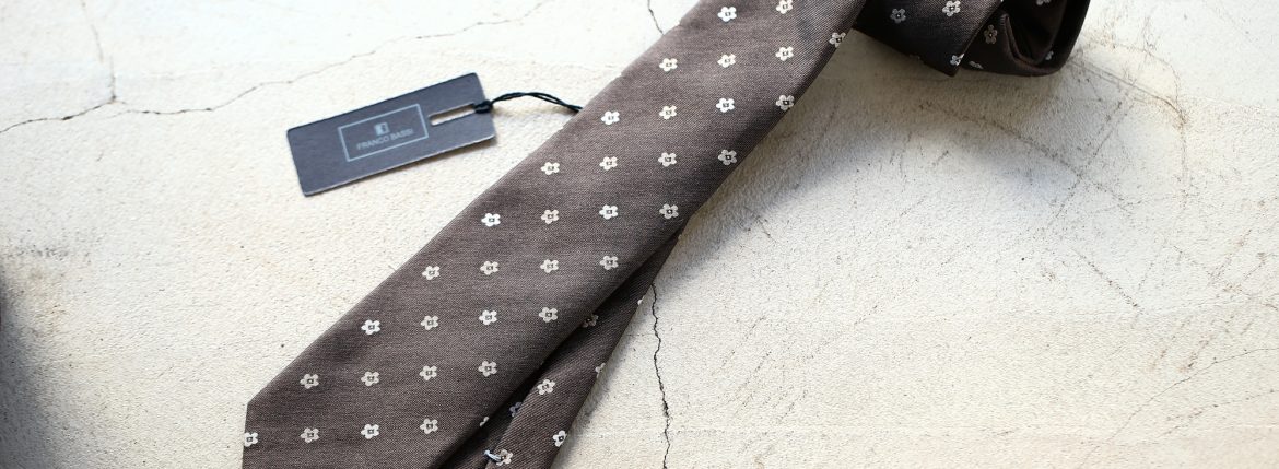 FRANCO BASSI (フランコバッシ) FLOWER TIE (フラワータイ) シルク ジャガード フラワー ネクタイ BROWN (ブラウン・2) Made in italy (イタリア製) 2018 春夏新作 francobassi フランコバッシ 愛知 名古屋 ZODIAC ゾディアック タイ ネクタイ