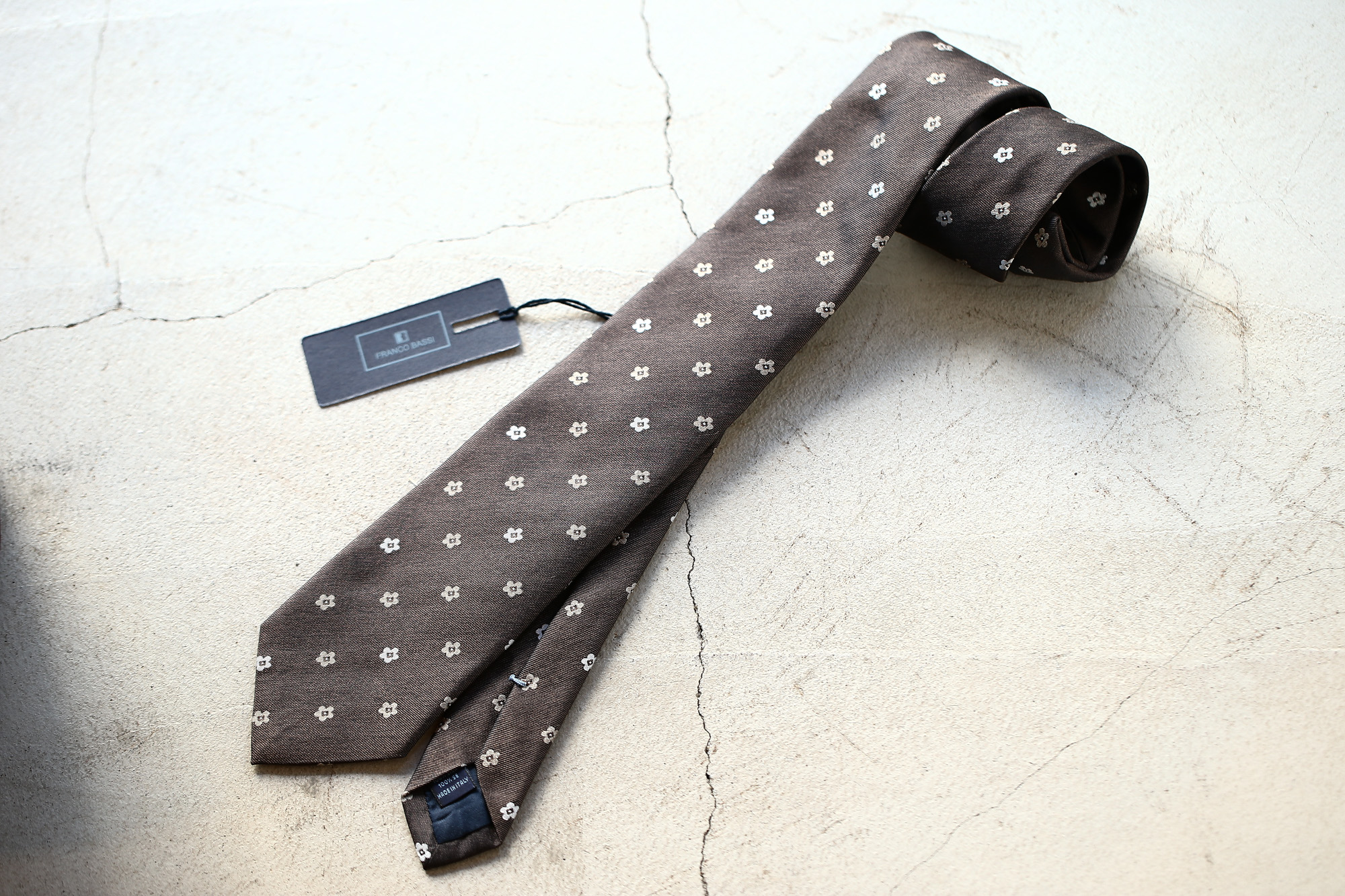 FRANCO BASSI (フランコバッシ) FLOWER TIE (フラワータイ) シルク ジャガード フラワー ネクタイ BROWN (ブラウン・2) Made in italy (イタリア製) 2018 春夏新作 francobassi フランコバッシ 愛知 名古屋 Alto e Diritto アルト エ デリット タイ ネクタイ