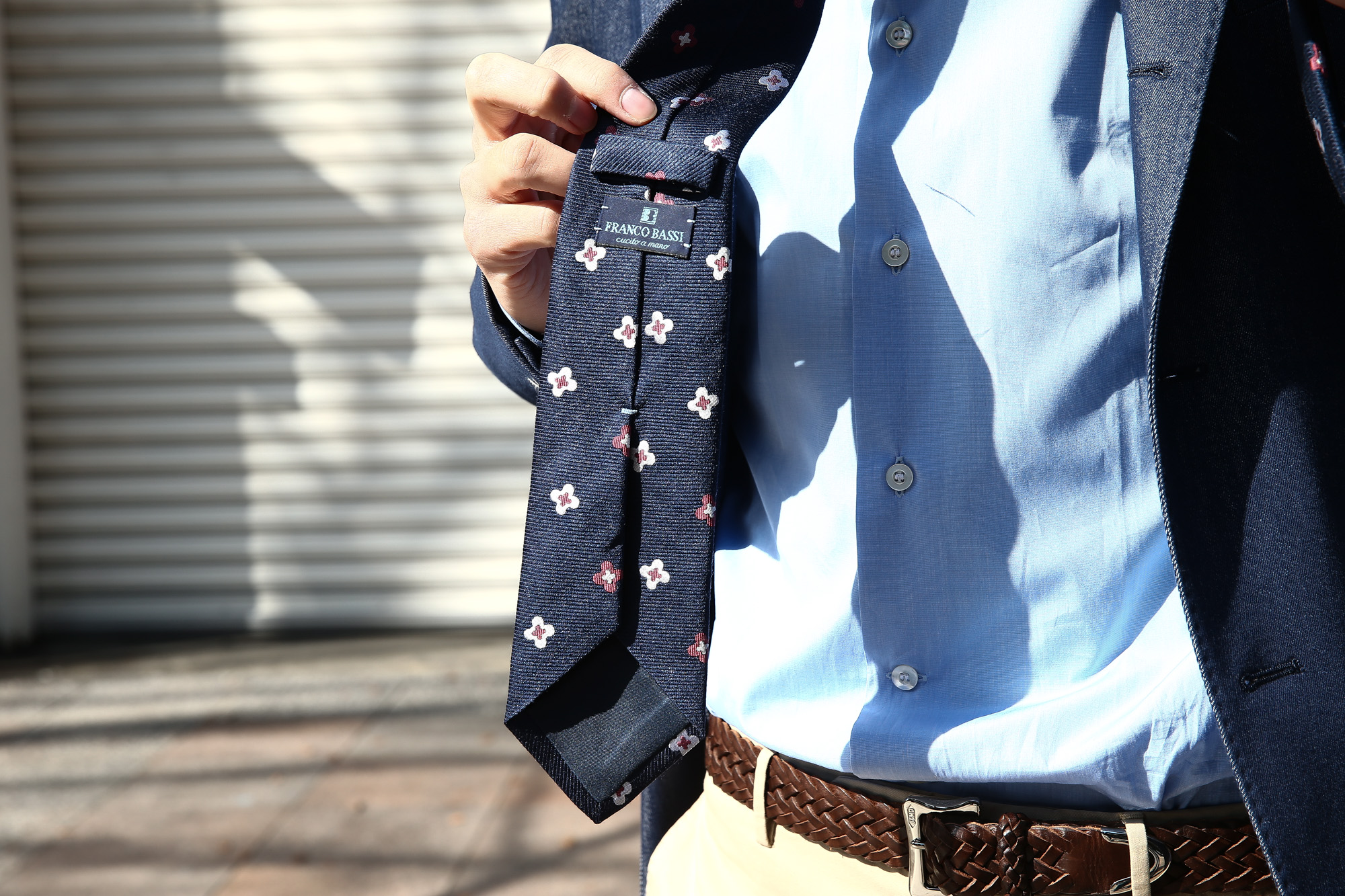 FRANCO BASSI (フランコバッシ) 【FLOWER TIE / フラワータイ】 シルク ジャガード フラワー ネクタイ NAVY (ネイビー・11) Made in italy (イタリア製) 2018 春夏新作 francobassi フランコバッシ 愛知 名古屋 Alto e Diritto アルト エ デリット タイ ネクタイ