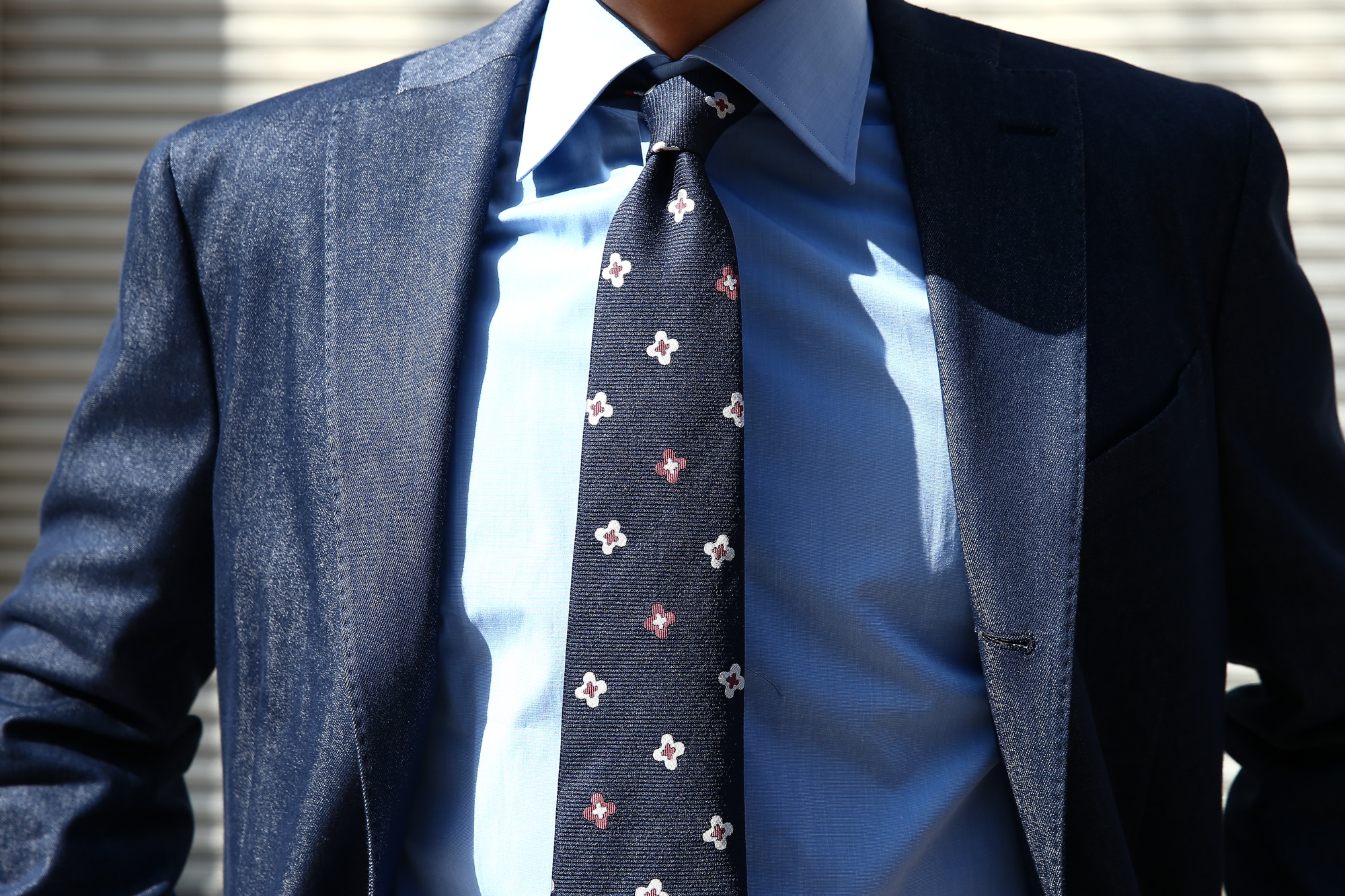 FRANCO BASSI (フランコバッシ) 【FLOWER TIE / フラワータイ】 シルク ジャガード フラワー ネクタイ NAVY (ネイビー・11) Made in italy (イタリア製) 2018 春夏新作 francobassi フランコバッシ 愛知 名古屋 Alto e Diritto アルト エ デリット タイ ネクタイ