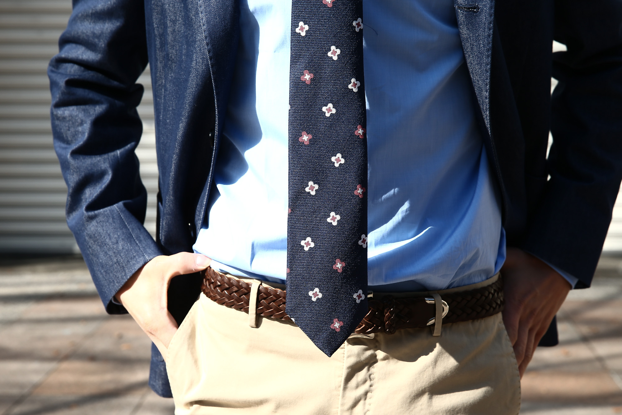 FRANCO BASSI (フランコバッシ) 【FLOWER TIE / フラワータイ】 シルク ジャガード フラワー ネクタイ NAVY (ネイビー・11) Made in italy (イタリア製) 2018 春夏新作 francobassi フランコバッシ 愛知 名古屋 Alto e Diritto アルト エ デリット タイ ネクタイ