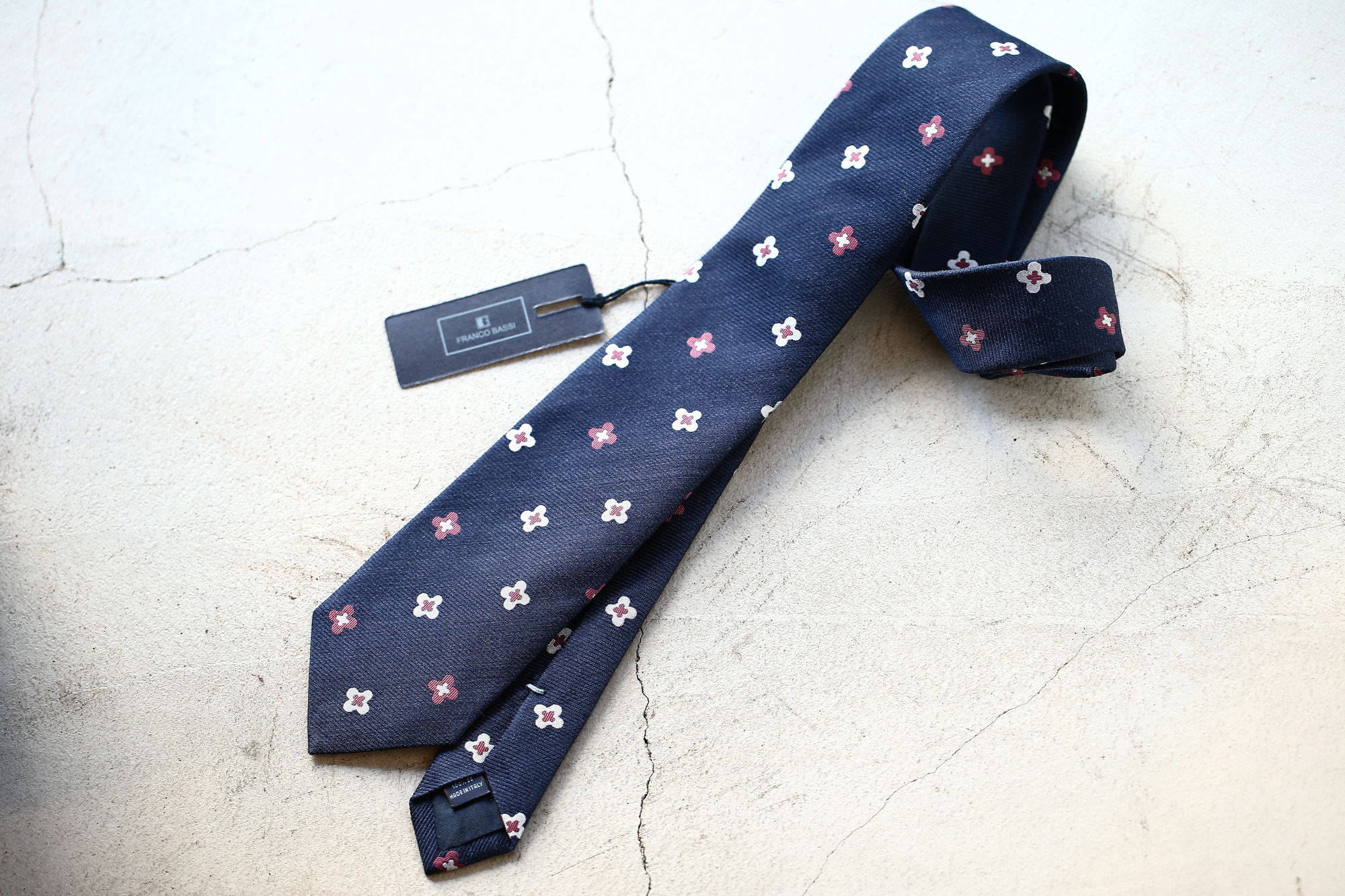 FRANCO BASSI (フランコバッシ) FLOWER TIE (フラワータイ) シルク ジャガード フラワー ネクタイ NAVY (ネイビー・11) Made in italy (イタリア製) 2018 春夏新作 francobassi フランコバッシ 愛知 名古屋 Alto e Diritto アルト エ デリット タイ ネクタイ