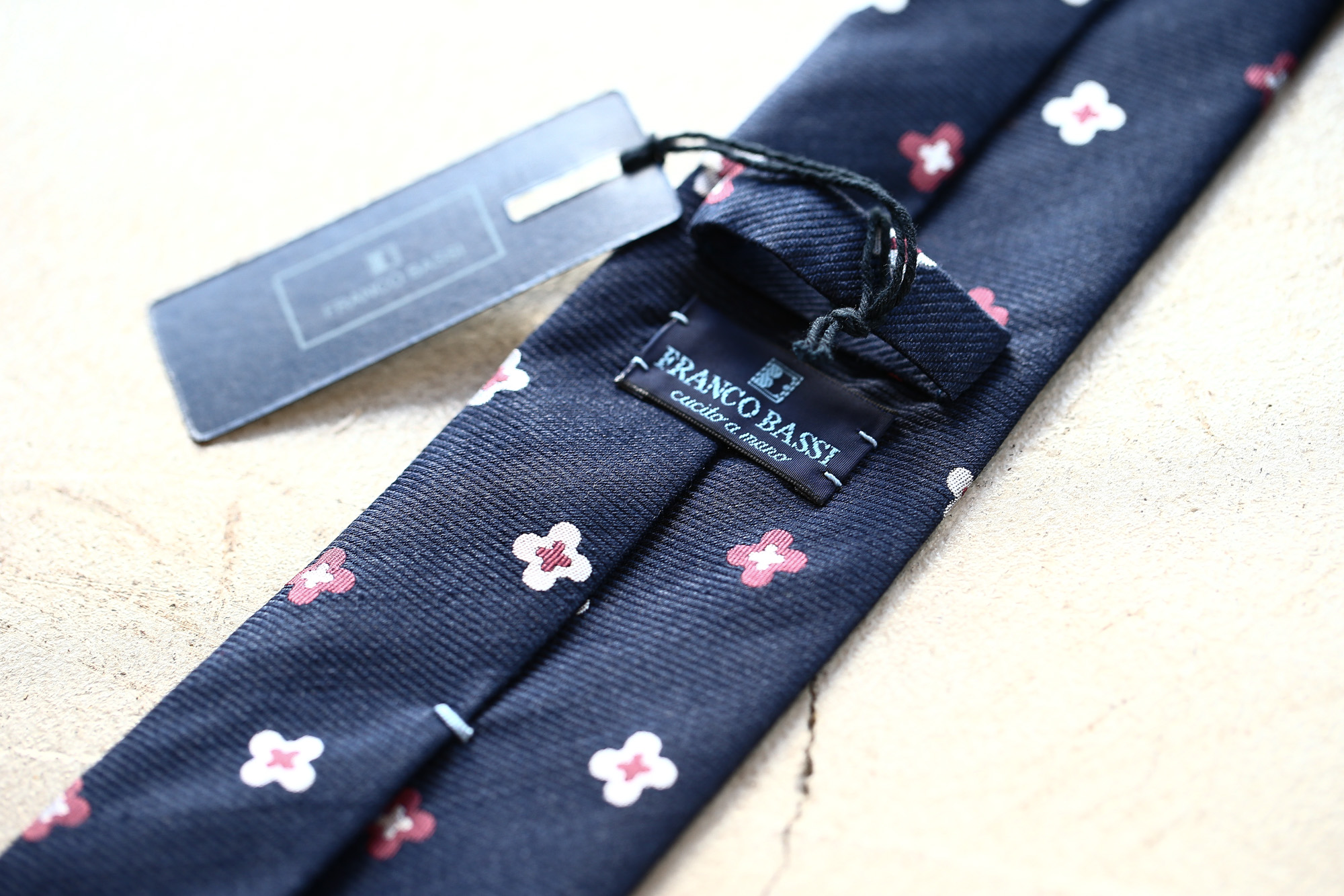 FRANCO BASSI (フランコバッシ) FLOWER TIE (フラワータイ) シルク ジャガード フラワー ネクタイ NAVY (ネイビー・11) Made in italy (イタリア製) 2018 春夏新作 francobassi フランコバッシ 愛知 名古屋 Alto e Diritto アルト エ デリット タイ ネクタイ