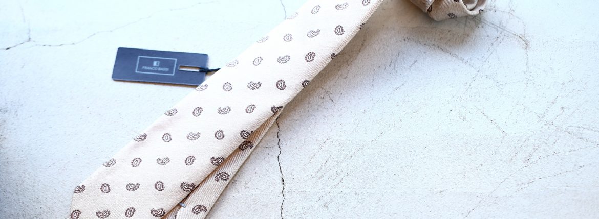 FRANCO BASSI (フランコバッシ) PAISLEY TIE (ペイズリータイ) シルク ジャガード ペイズリー ネクタイ BEIGE (ベージュ・1) Made in italy (イタリア製) 2018 春夏新作 francobassi フランコバッシ 愛知 名古屋 ZODIAC ゾディアック タイ ネクタイ