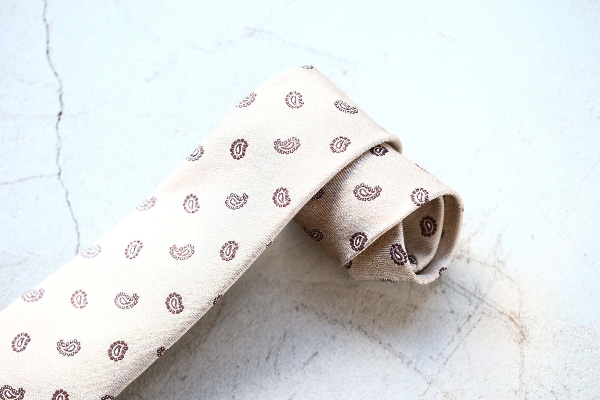 FRANCO BASSI (フランコバッシ) PAISLEY TIE (ペイズリータイ) シルク ジャガード ペイズリー ネクタイ BEIGE (ベージュ・1) Made in italy (イタリア製) 2018 春夏新作 francobassi フランコバッシ 愛知 名古屋 Alto e Diritto アルト エ デリット タイ ネクタイ