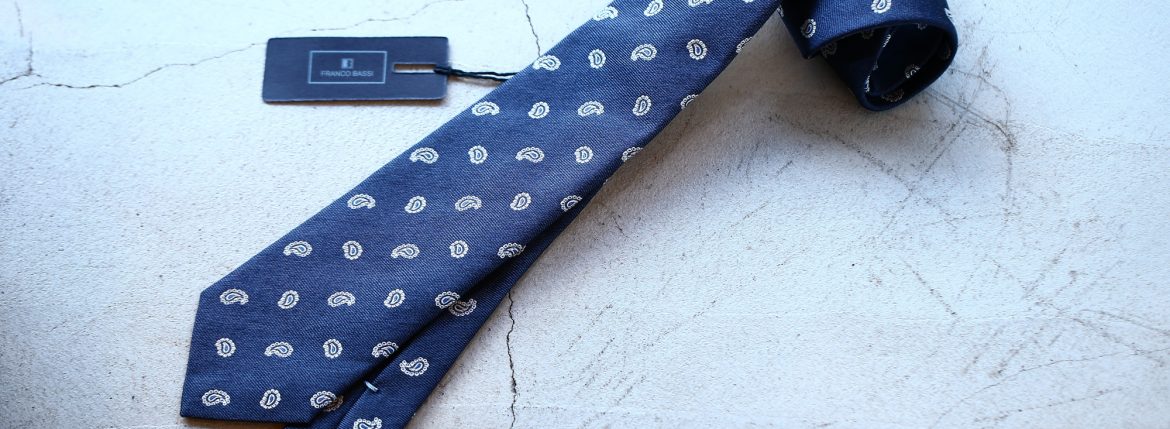 FRANCO BASSI (フランコバッシ) PAISLEY TIE (ペイズリータイ) シルク ジャガード ペイズリー ネクタイ NAVY (ネイビー・4) Made in italy (イタリア製) 2018 春夏新作 francobassi フランコバッシ 愛知 名古屋 ZODIAC ゾディアック タイ ネクタイ