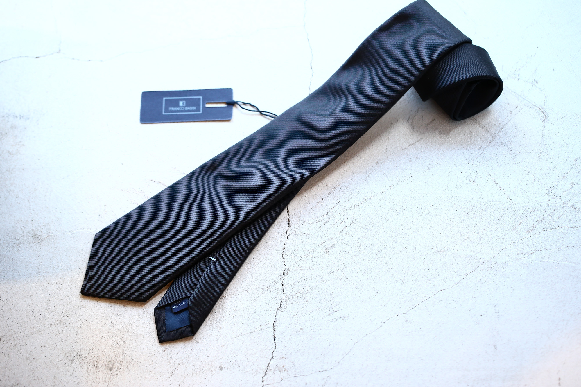 FRANCO BASSI (フランコバッシ) SOLID TIE (ソリッドタイ) シルク ソリッド ネクタイ BLACK (ブラック・18) Made in italy (イタリア製) 2018 春夏新作 francobassi フランコバッシ 愛知 名古屋 Alto e Diritto アルト エ デリット タイ ネクタイ