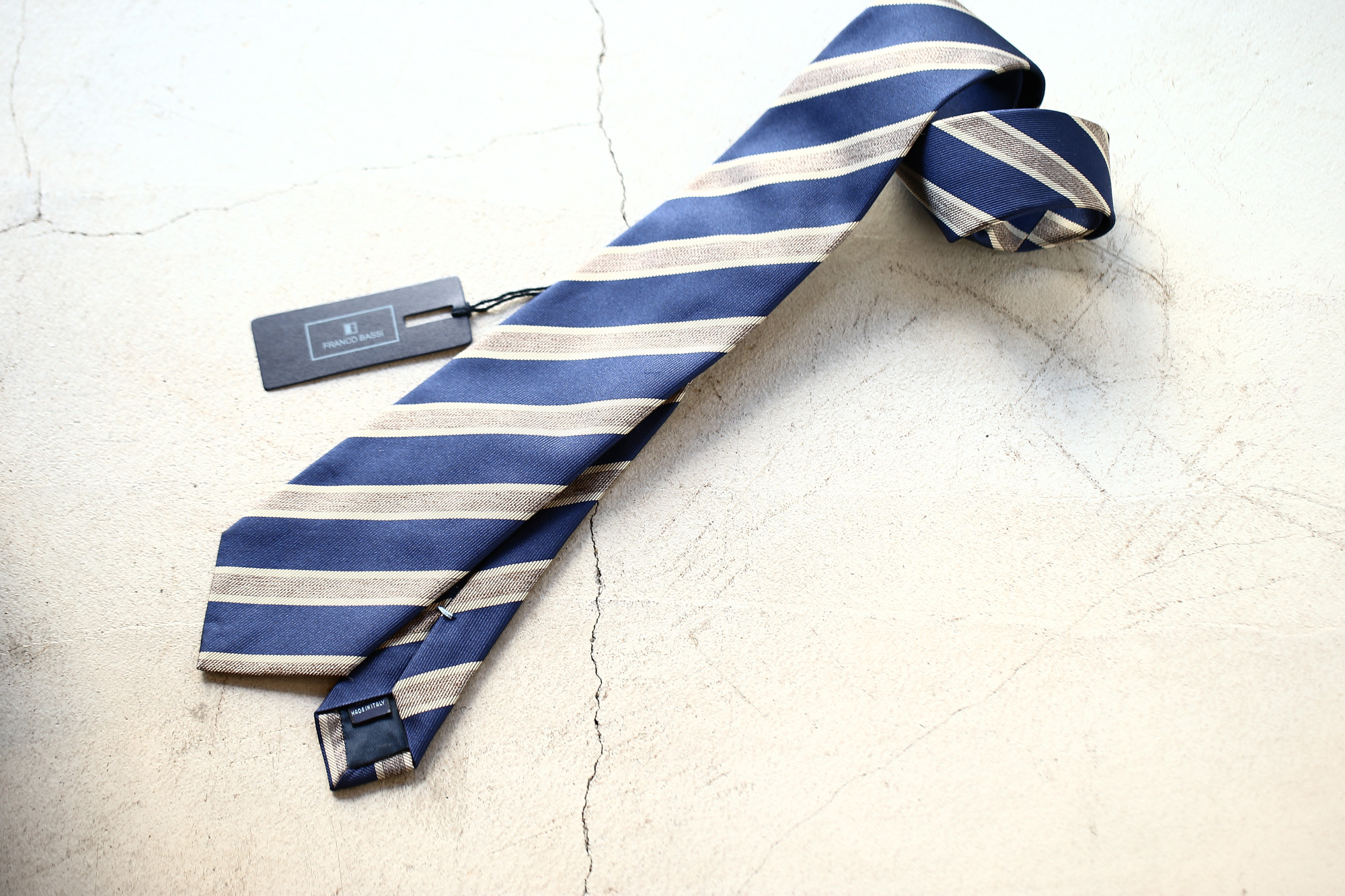 FRANCO BASSI (フランコバッシ) STRIPE TIE (ストライプタイ) シルク ジャガード ストライプ ネクタイ NAVY (ネイビー・6) Made in italy (イタリア製) 2018 春夏新作 francobassi フランコバッシ 愛知 名古屋 Alto e Diritto アルト エ デリット タイ ネクタイ