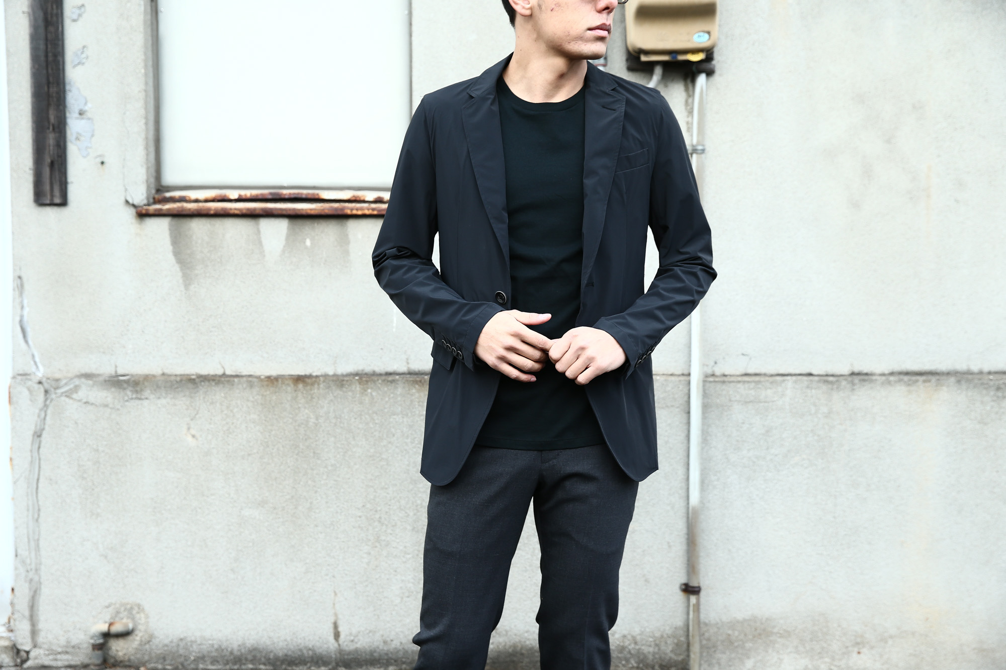 【HERNO / ヘルノ】 GA0069U Stretch Nylon Jacket (ストレッチ ナイロン ジャケット) 撥水ナイロン 2Bジャケット BLACK (ブラック・9300) Made in italy (イタリア製) 2018 春夏新作  愛知 名古屋 Alto e Diritto アルト エ デリット 42,44,46,48,50,52,54