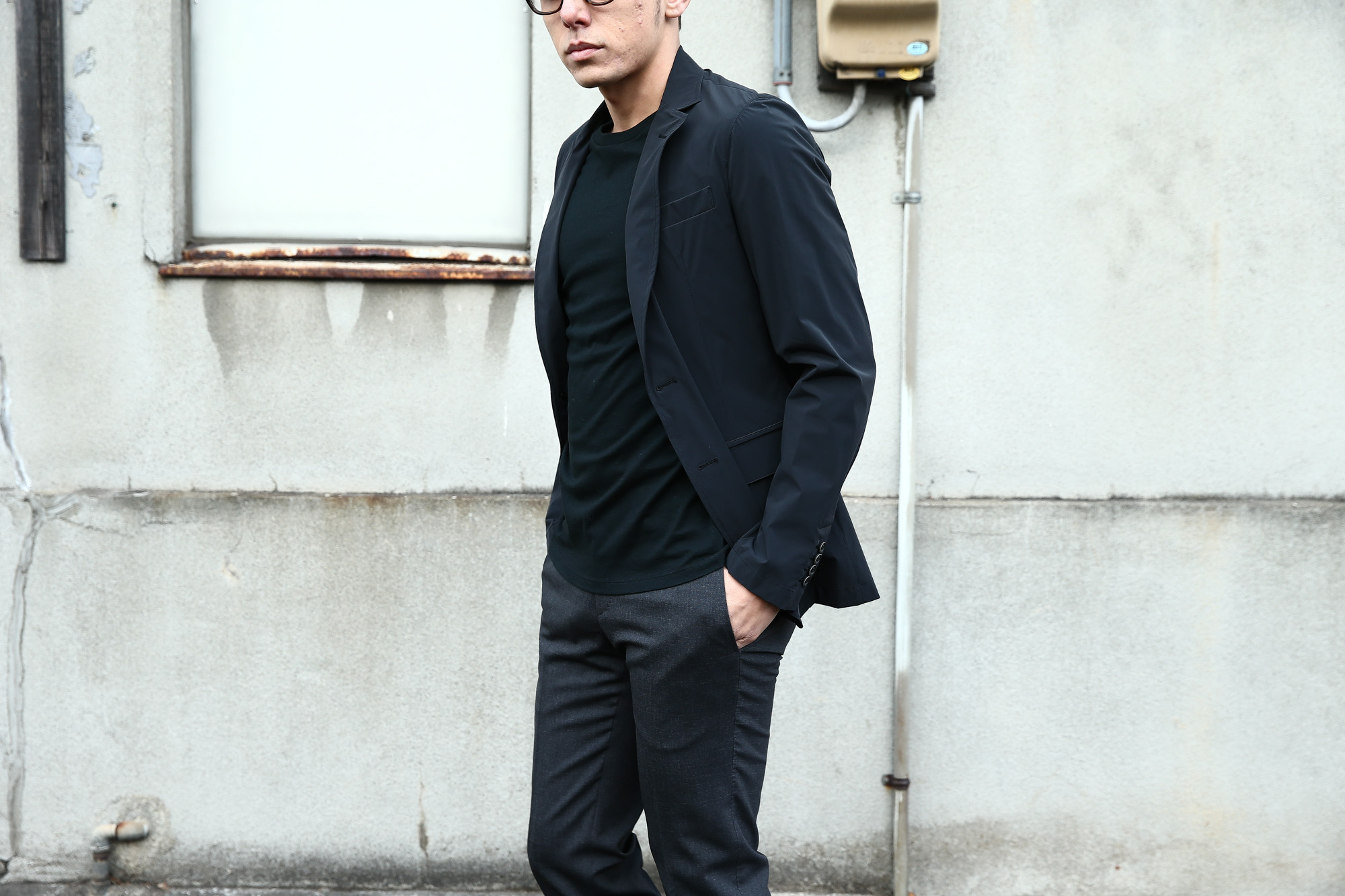 【HERNO / ヘルノ】 GA0069U Stretch Nylon Jacket (ストレッチ ナイロン ジャケット) 撥水ナイロン 2Bジャケット BLACK (ブラック・9300) Made in italy (イタリア製) 2018 春夏新作  愛知 名古屋 Alto e Diritto アルト エ デリット 42,44,46,48,50,52,54