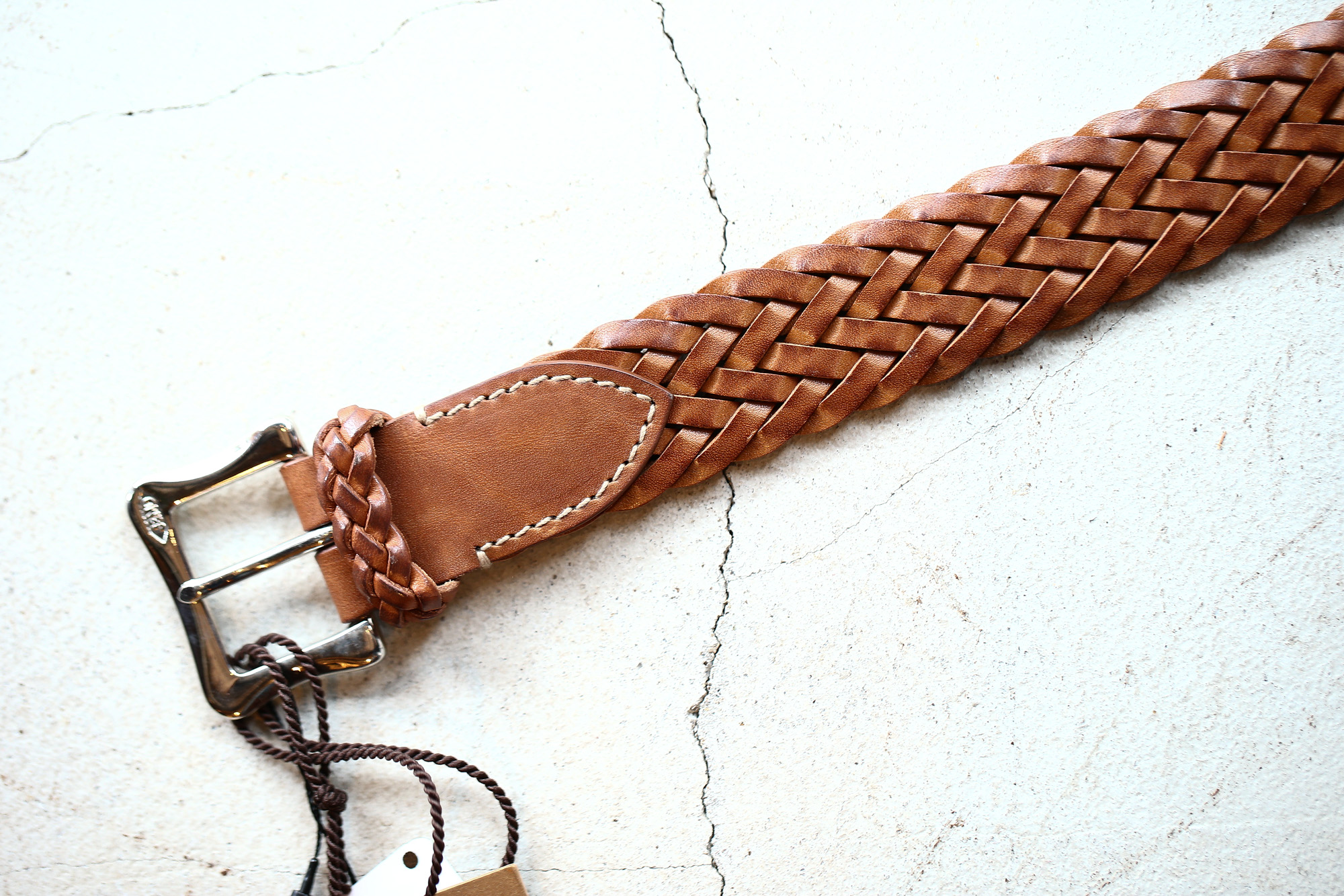 J&M DAVIDSON (ジェイアンドエムデヴィッドソン) ENVELOPE BUCKLE TIP END PLAITED BELT 30MM (エンベロープバックルチップエンドプレーテッドベルト 30mm) 1364 CALF LEATHER (カーフレザー) プンターレ メッシュベルト TAN (タン・290) Made in italy (イタリア製) 2018 春夏新作 愛知 名古屋 Alto e Diritto アルト エ デリット jmdavidson ジェイエムデヴィッドソン ベルト メッシュ