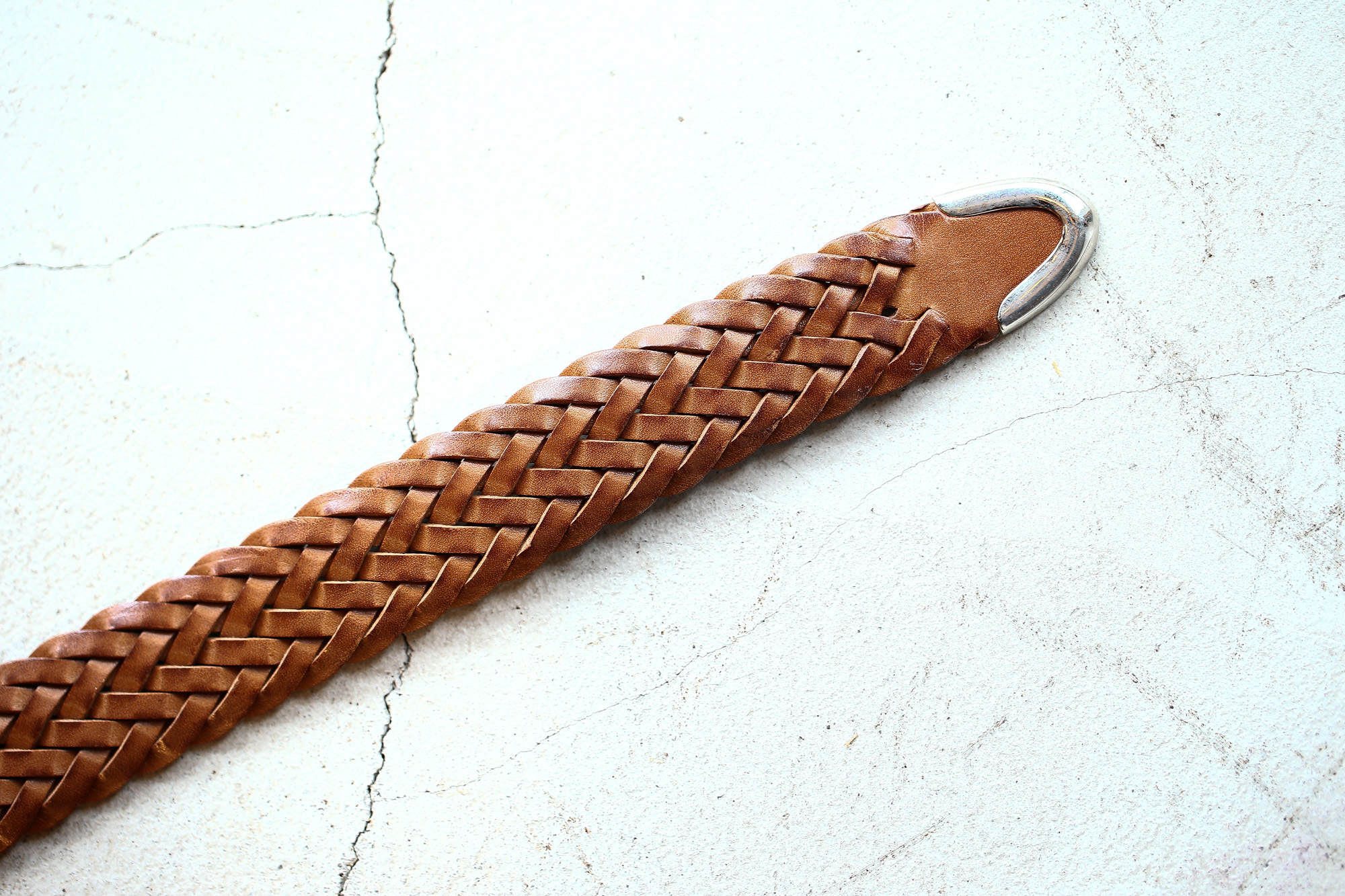 J&M DAVIDSON (ジェイアンドエムデヴィッドソン) ENVELOPE BUCKLE TIP END PLAITED BELT 30MM (エンベロープバックルチップエンドプレーテッドベルト 30mm) 1364 CALF LEATHER (カーフレザー) プンターレ メッシュベルト TAN (タン・290) Made in italy (イタリア製) 2018 春夏新作 愛知 名古屋 Alto e Diritto アルト エ デリット jmdavidson ジェイエムデヴィッドソン ベルト メッシュ