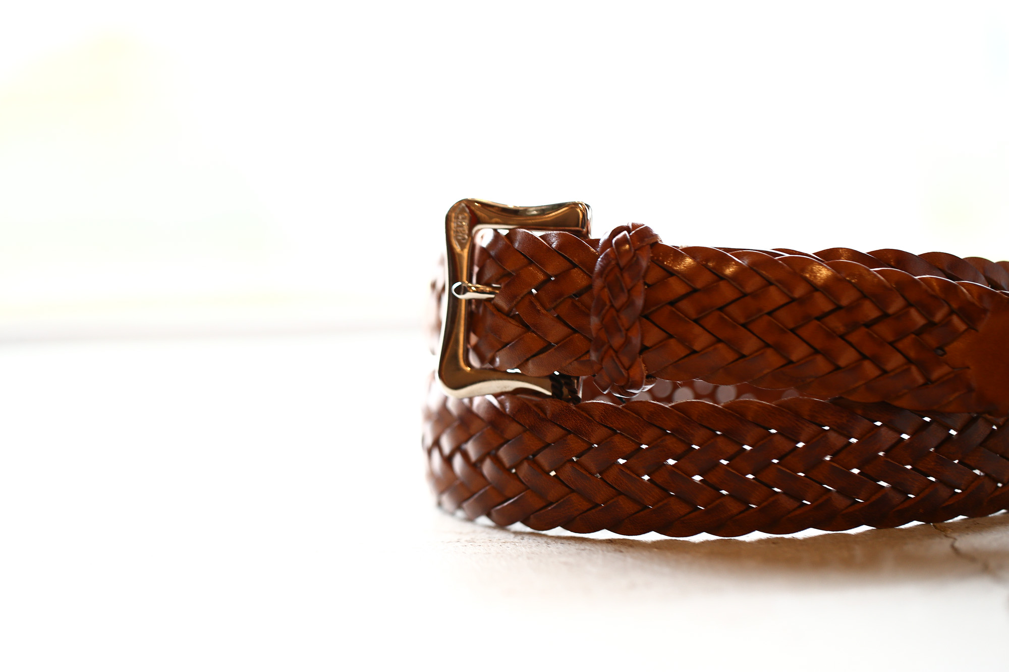 J&M DAVIDSON (ジェイアンドエムデヴィッドソン) ENVELOPE BUCKLE TIP END PLAITED BELT 30MM (エンベロープバックルチップエンドプレーテッドベルト 30mm) 1364 CALF LEATHER (カーフレザー) プンターレ メッシュベルト TAN (タン・290) Made in italy (イタリア製) 2018 春夏新作 愛知 名古屋 Alto e Diritto アルト エ デリット jmdavidson ジェイエムデヴィッドソン ベルト メッシュ