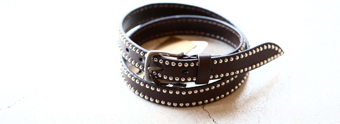 J&M DAVIDSON (ジェイアンドエムデヴィッドソン) NARROW SIDE STUDS BELT 25MM (ナロー サイド スタッズ ベルト 25mm) COWHIDE LEATHER (カウハイドレザー) スタッズベルト T.MORO (ブラウン・670) Made in italy (イタリア製) 2018 春夏新作 愛知 名古屋 ZODIAC ゾディアック jmdavidson ジェイエムデヴィッドソン ベルト メッシュ