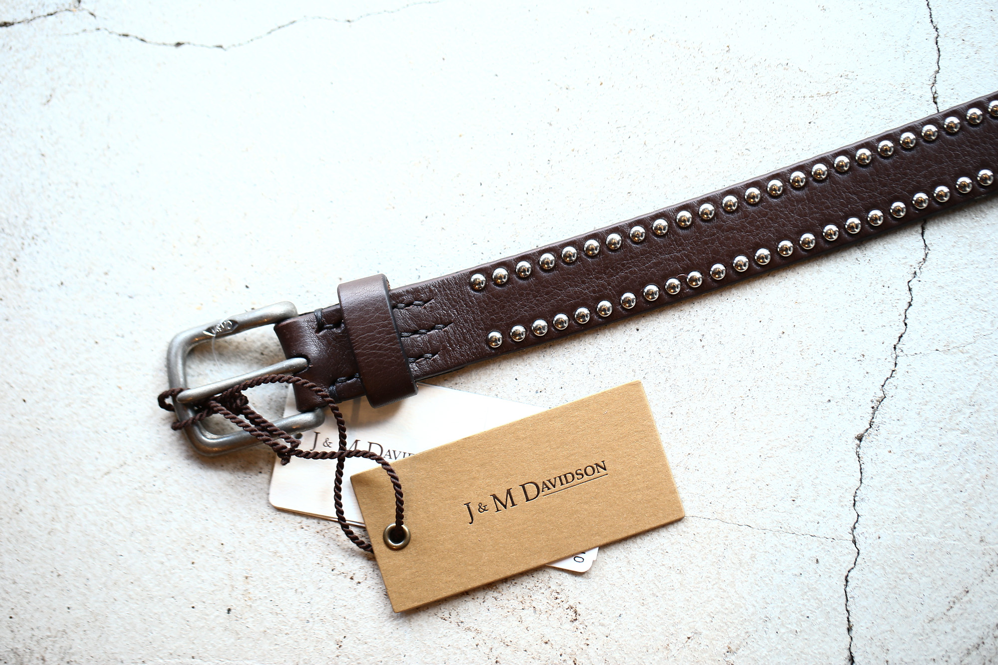 J&M DAVIDSON (ジェイアンドエムデヴィッドソン) NARROW SIDE STUDS BELT 25MM (ナロー サイド スタッズ ベルト 25mm) COWHIDE LEATHER (カウハイドレザー) スタッズベルト T.MORO (ブラウン・670) Made in italy (イタリア製) 2018 春夏新作 愛知 名古屋 Alto e Diritto アルト エ デリット jmdavidson ジェイエムデヴィッドソン ベルト メッシュ