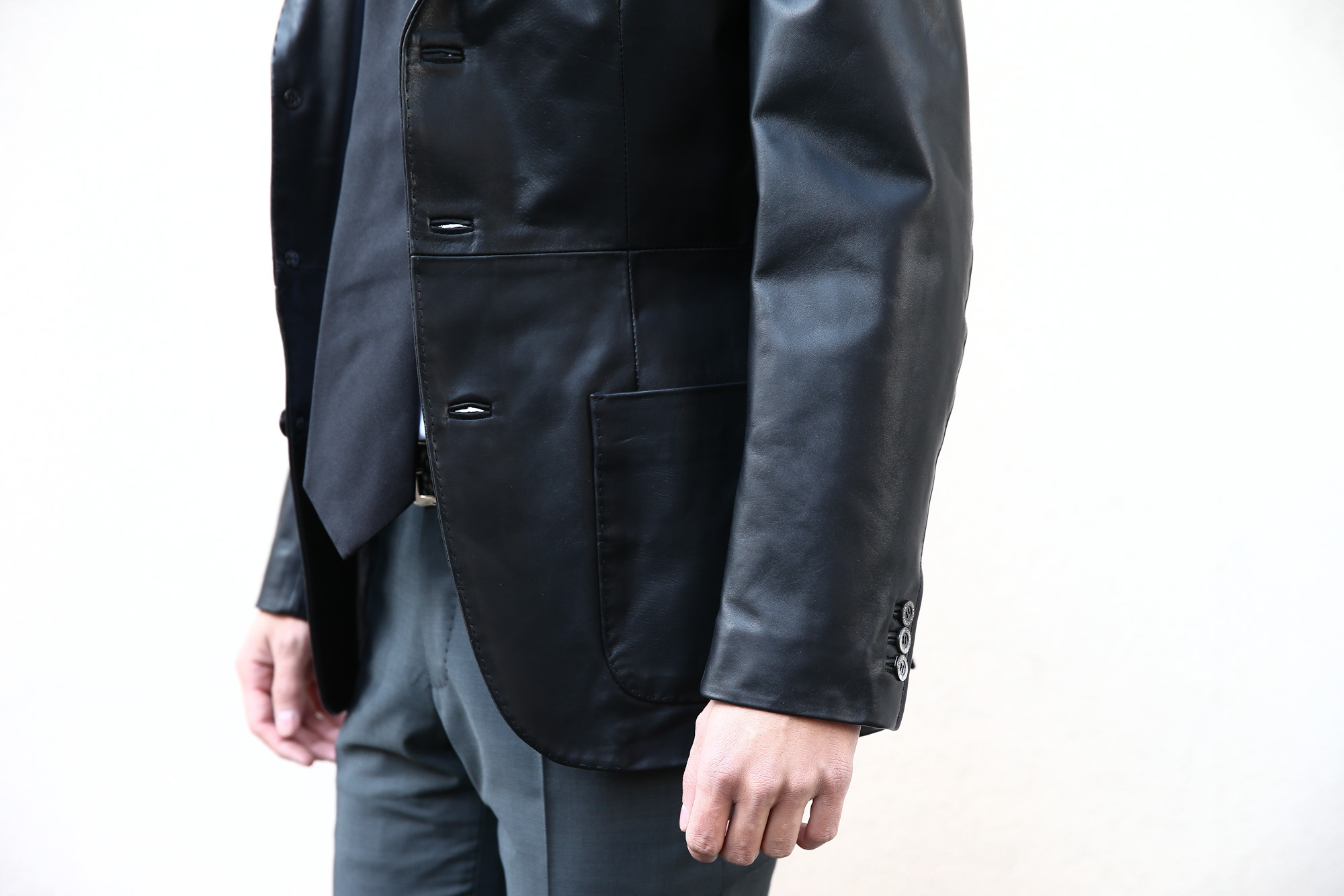 CINQUANTA (チンクアンタ) 【H613】 SINGLE TAILORED JACKET CAVALLO (シングル テーラード ジャケット) ホースレザー ジャケット BLACK (ブラック・999) Made in italy (イタリア製) 2018 春夏新作 cinquanta チンクアンタ レザージャケット ジャケット 愛知 名古屋 Alto e Diritto アルト エ デリット