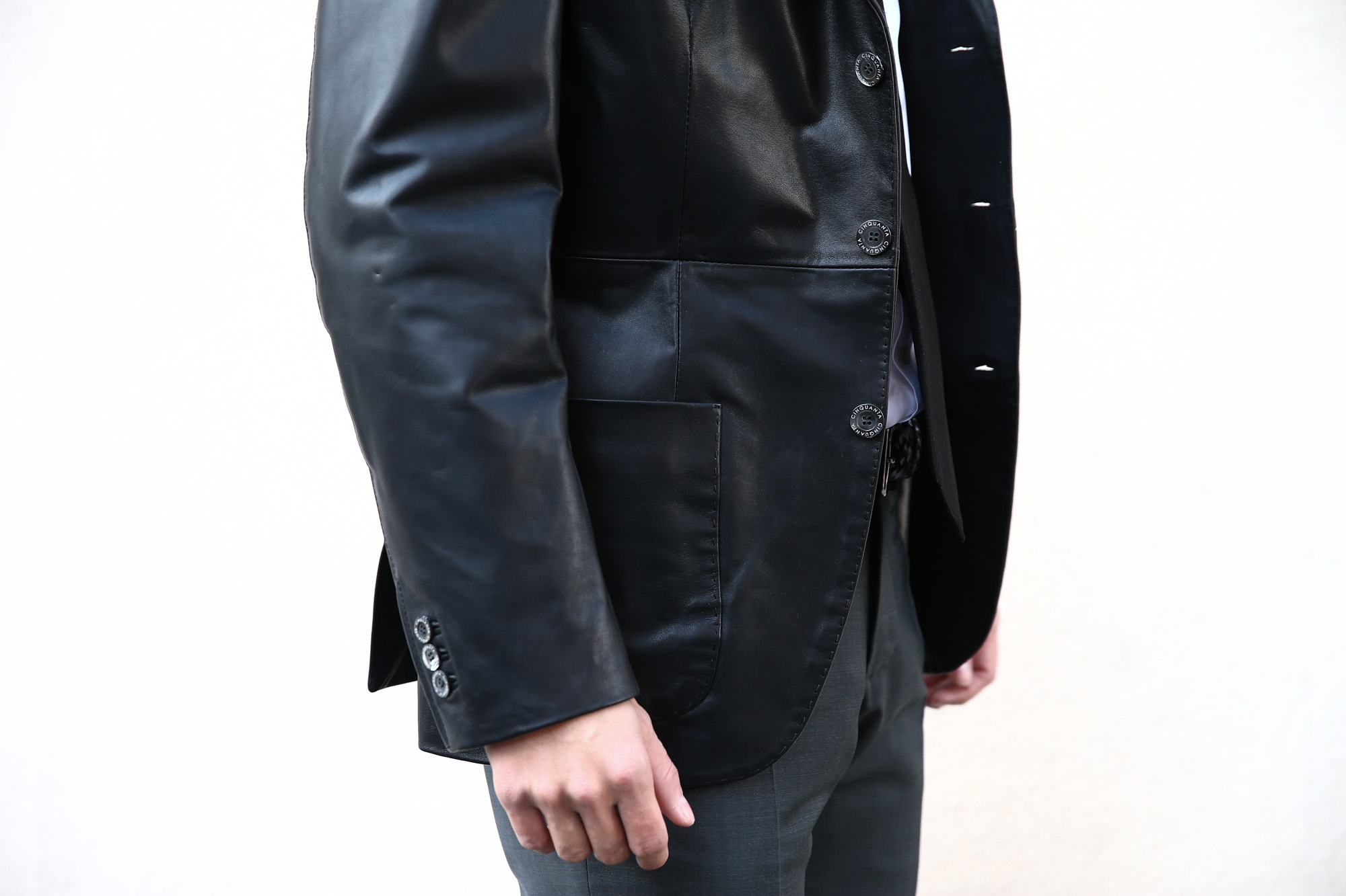 CINQUANTA (チンクアンタ) 【H613】 SINGLE TAILORED JACKET CAVALLO (シングル テーラード ジャケット) ホースレザー ジャケット BLACK (ブラック・999) Made in italy (イタリア製) 2018 春夏新作 cinquanta チンクアンタ レザージャケット ジャケット 愛知 名古屋 Alto e Diritto アルト エ デリット