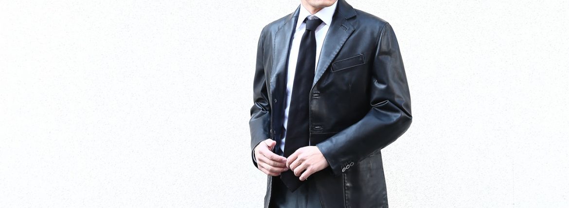 CINQUANTA (チンクアンタ) 【H613】 SINGLE TAILORED JACKET CAVALLO (シングル テーラード ジャケット) ホースレザー ジャケット BLACK (ブラック・999) Made in italy (イタリア製) 2018 春夏新作 cinquanta チンクアンタ レザージャケット ジャケット 愛知 名古屋 ZODIAC ゾディアック