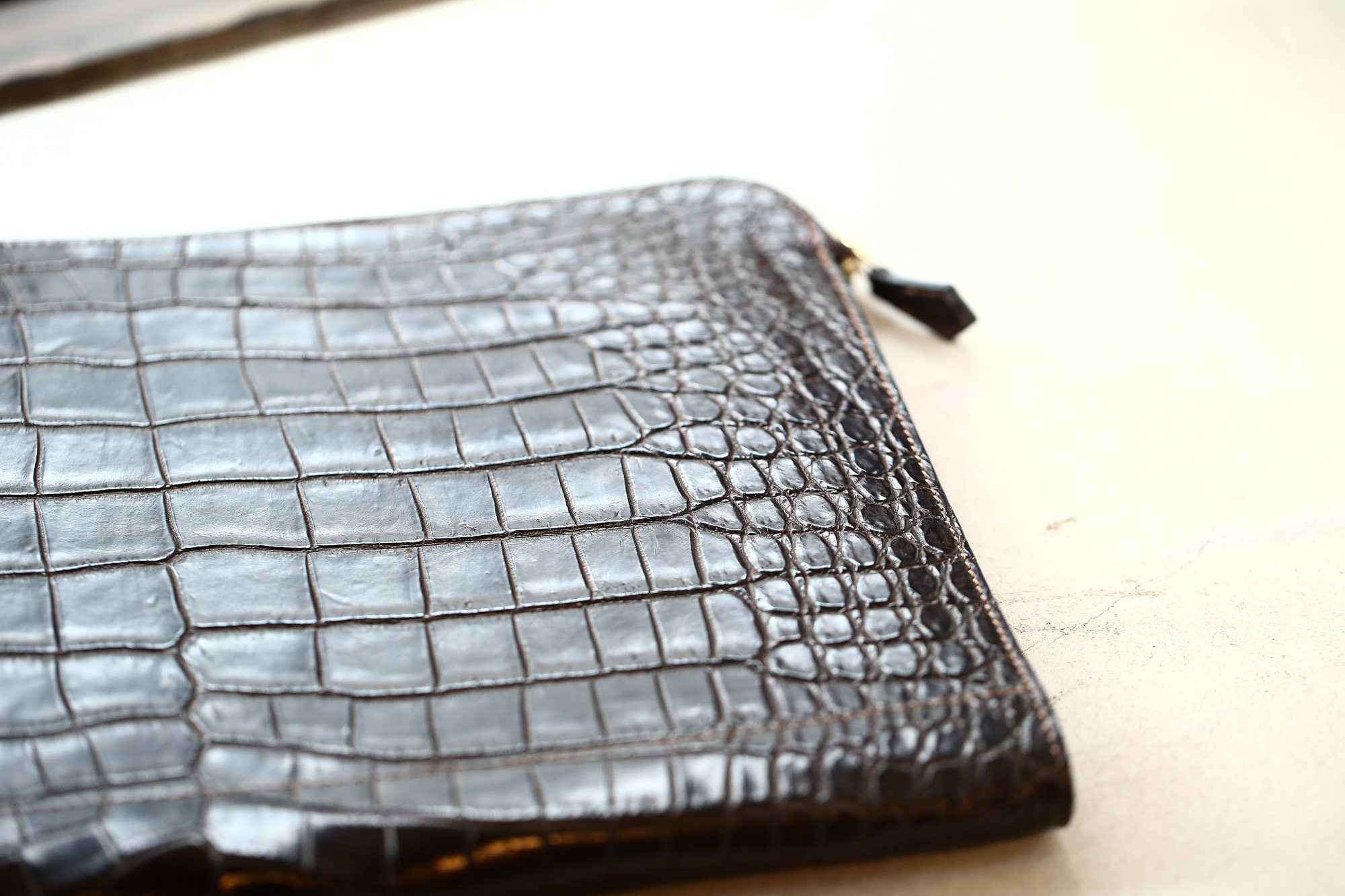 Cisei × 山本製鞄 (シセイ × 山本製鞄) Crocodile Document Case Large (クロコダイル ドキュメントケース ラージ) Nile Crocodile Leather (ワニ革) ナイル クロコダイル クラッチバッグ BLACK(ブラック),NAVY(ネイビー),BROWN(ブラウン)  Made in Japan (日本製)  cisei yamamotoseiho トートバック クロコ 愛知 名古屋 Alto e Diritto アルト エ デリット