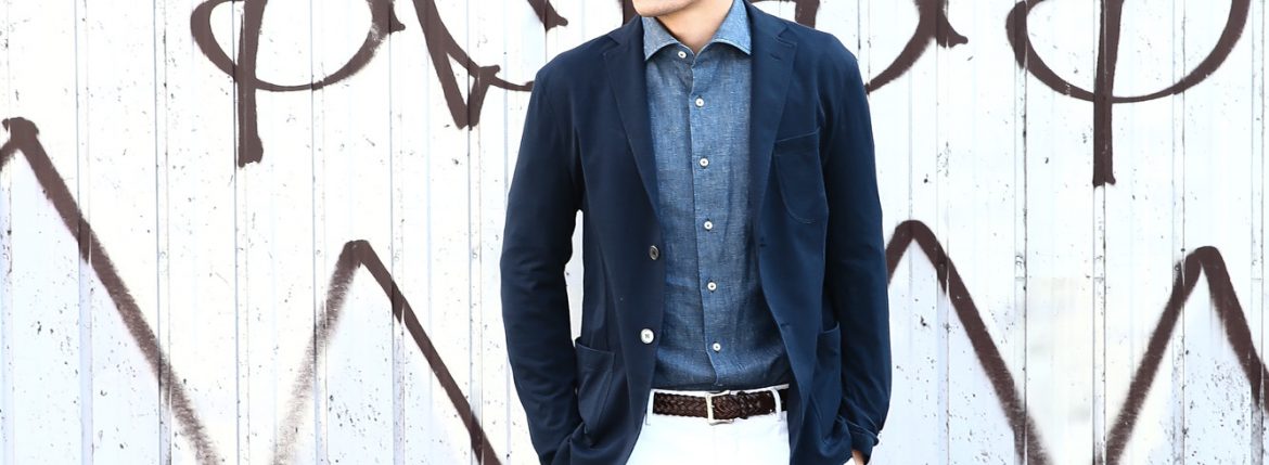 【Cruciani // クルチアーニ】 Cotton Jersey Jacket (コットンジャージージャケット) Micro Smooth Cotton マイクロスムースコットン ニット ジャケット NAVY (ネイビー・10973) made in italy (イタリア製)　2018 春夏新作 愛知 名古屋 ZODIAC ゾディアック cruciani クルチアーニ 44,46,48,50,52,54