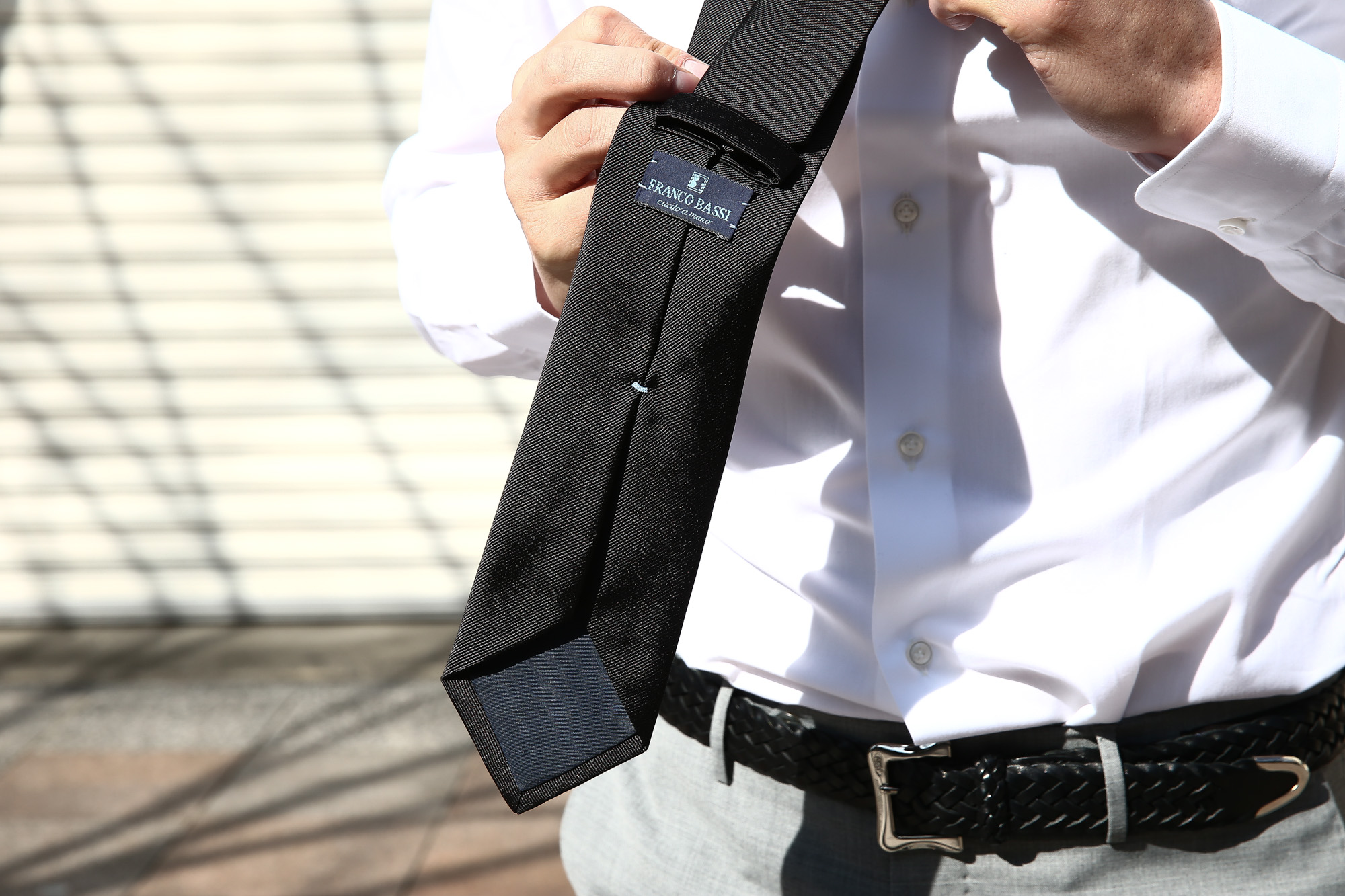 FRANCO BASSI (フランコバッシ) SOLID TIE (ソリッドタイ) シルク ソリッド ネクタイ BLACK (ブラック・18) Made in italy (イタリア製) 2018 春夏新作 francobassi フランコバッシ 愛知 名古屋 Alto e Diritto アルト エ デリット タイ ネクタイ