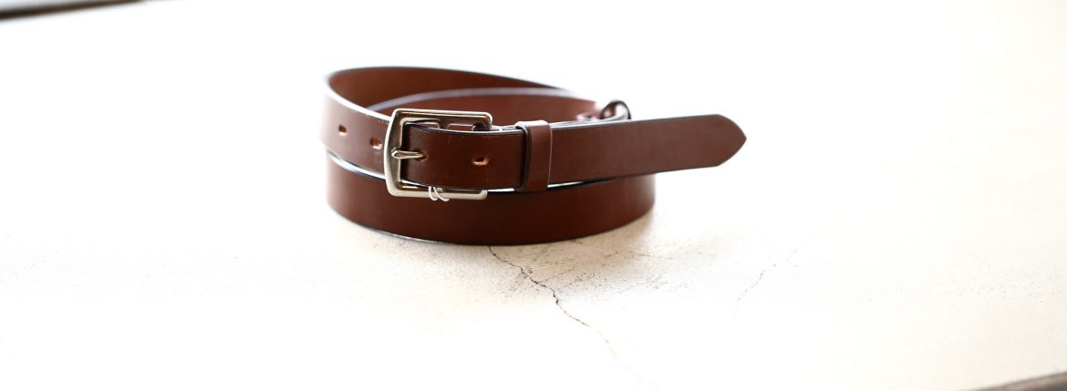 J&M DAVIDSON (ジェイアンドエムデヴィッドソン) HARNESS BUCKLE 25MM (ハーネス バックル ベルト 25MM) BRIDLE LEATHER (ブライドルレザー) ナローベルト TAN (タン・290) Made in England (英国製) 2018 春夏新作 jandmdavidson jmdavidson JMデヴィッドソン 愛知 名古屋 ZODIAC ゾディアック ベルト レザーベルト