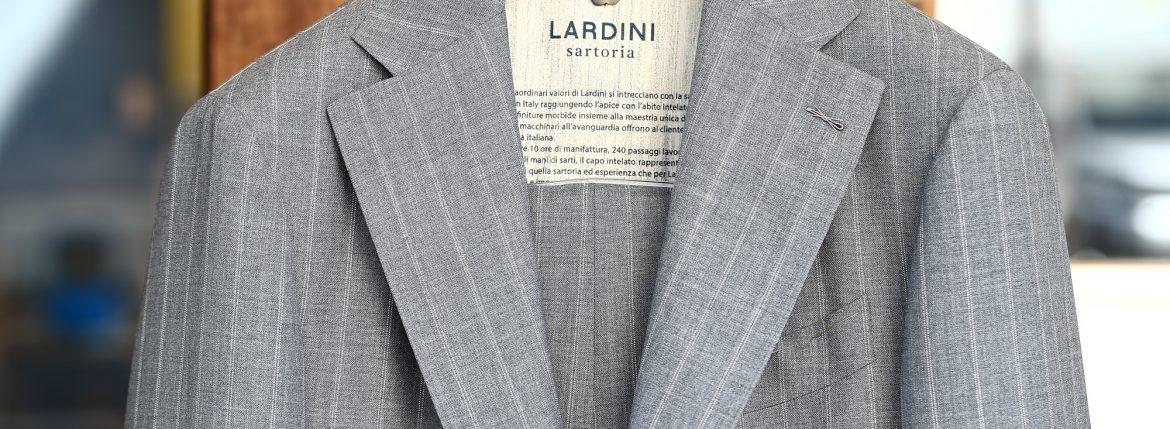 LARDINI (ラルディーニ) SARTORIA (サルトリア) トロピカル サマーウール 段返り3B ダブルピンストライプ スーツ GRAY (グレー・1) 2018 春夏新作のイメージ